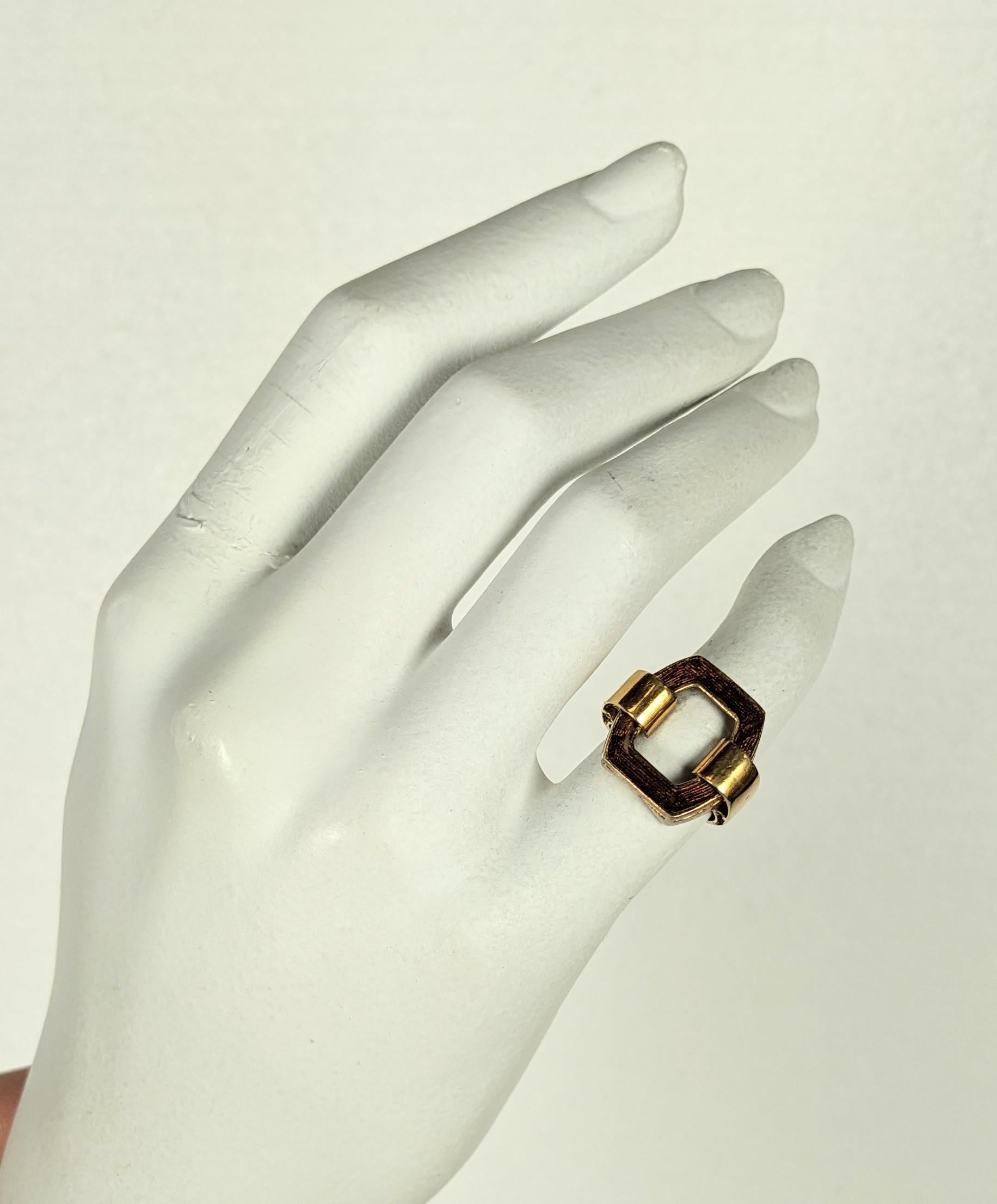 1970's Enamel and Gold Buckle Ring  For Sale 5