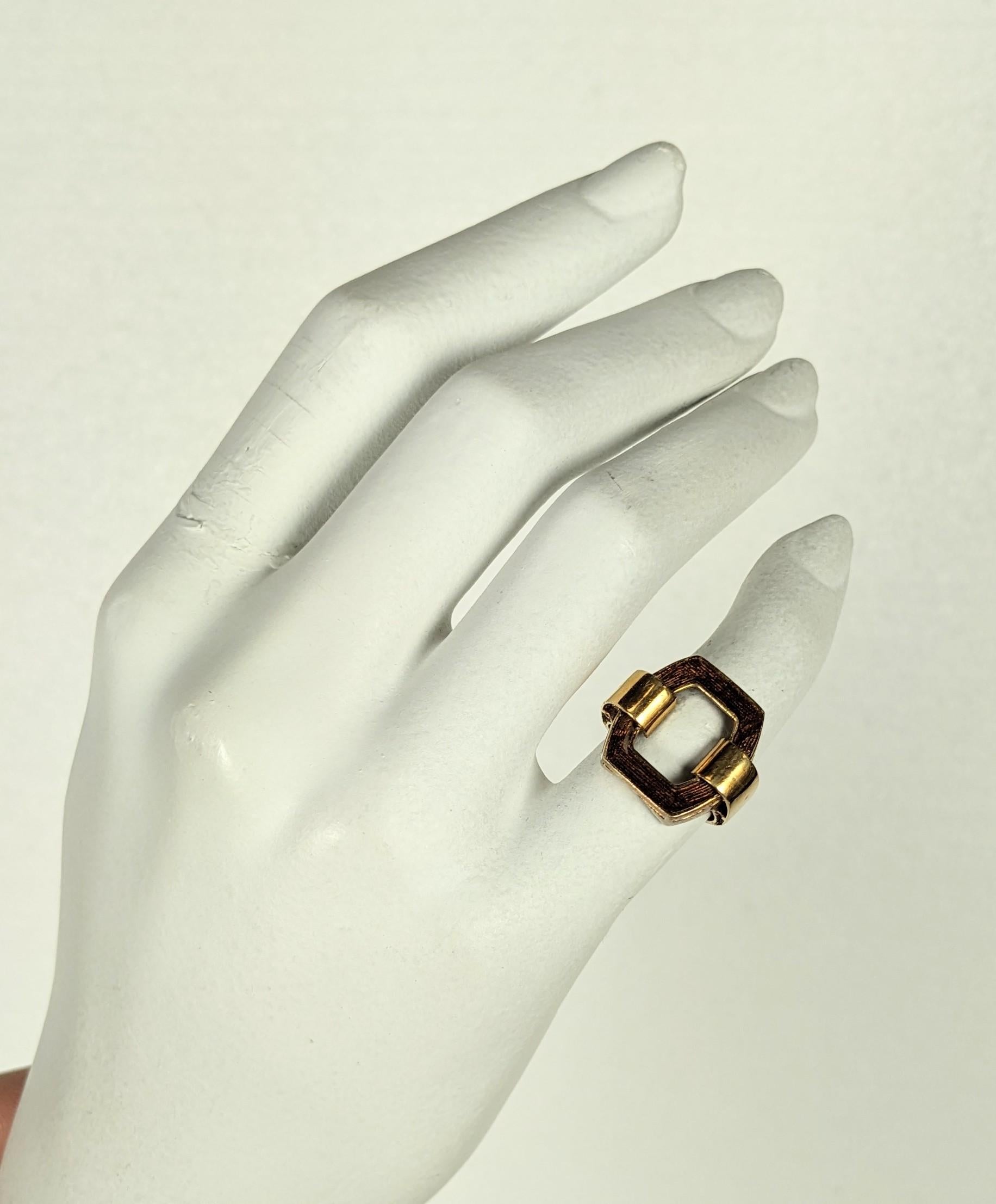 1970's Enamel and Gold Buckle Ring For Sale 5