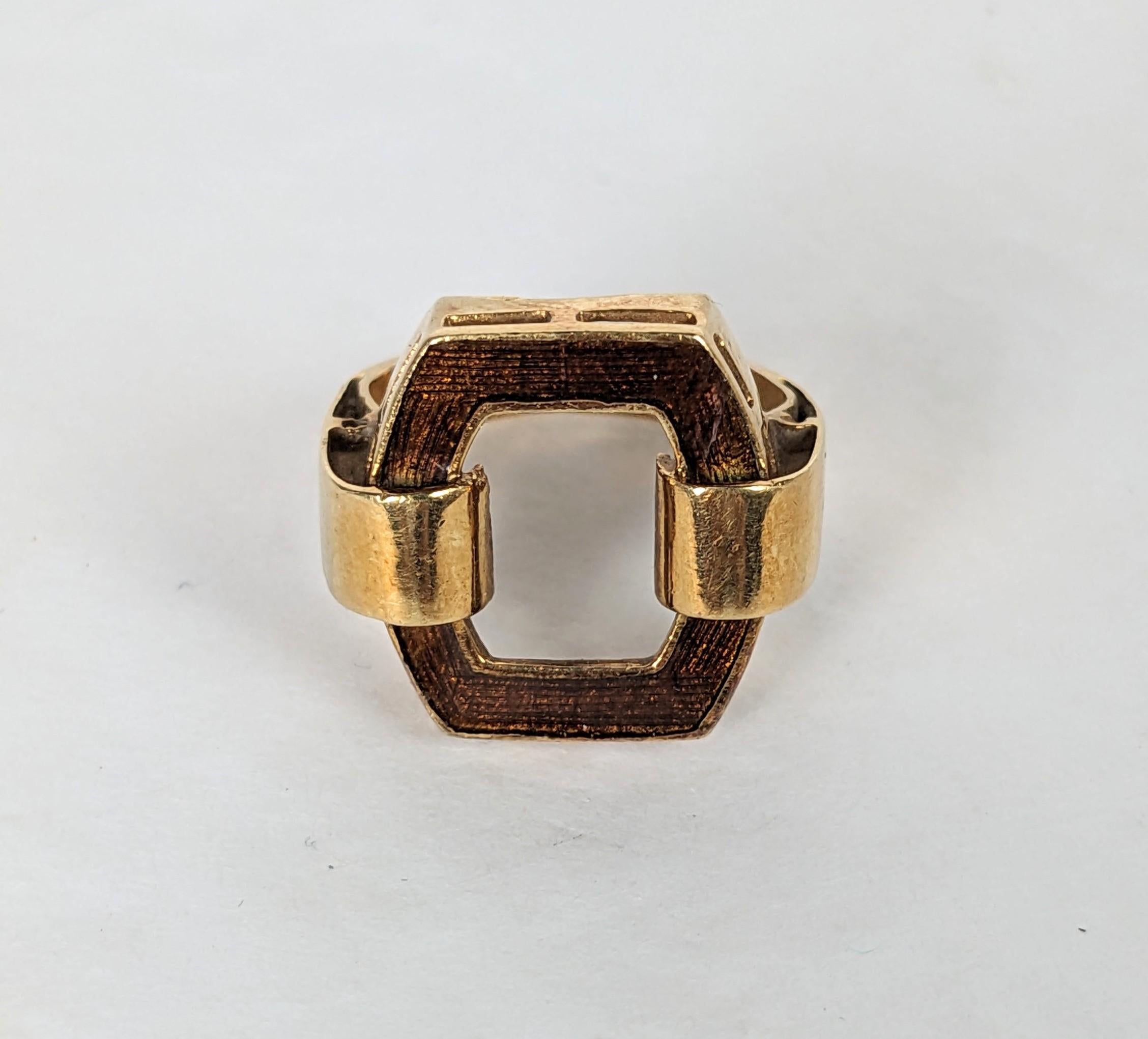 1970's Enamel and Gold Buckle Ring  In Good Condition For Sale In New York, NY