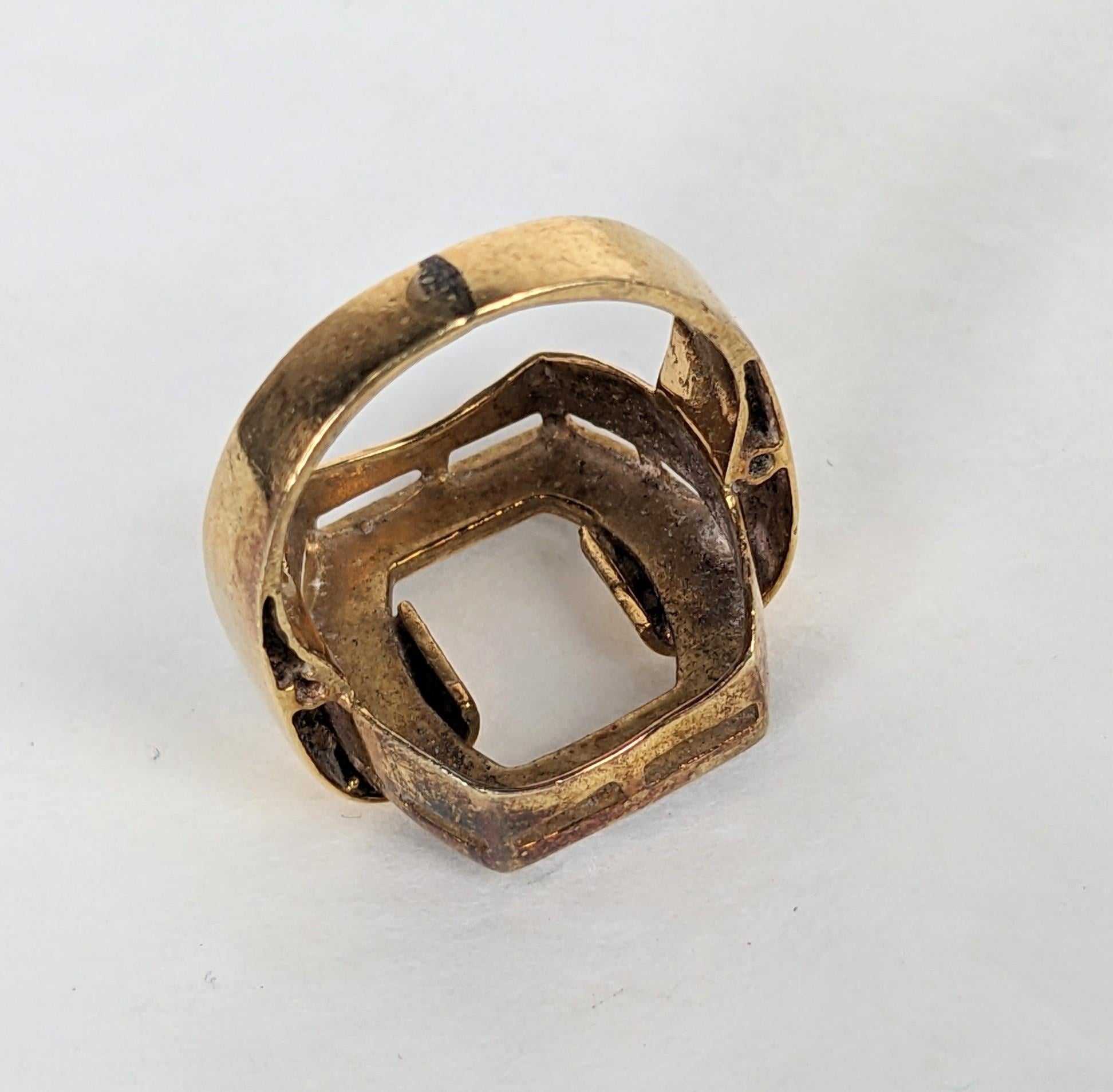 Women's or Men's 1970's Enamel and Gold Buckle Ring For Sale