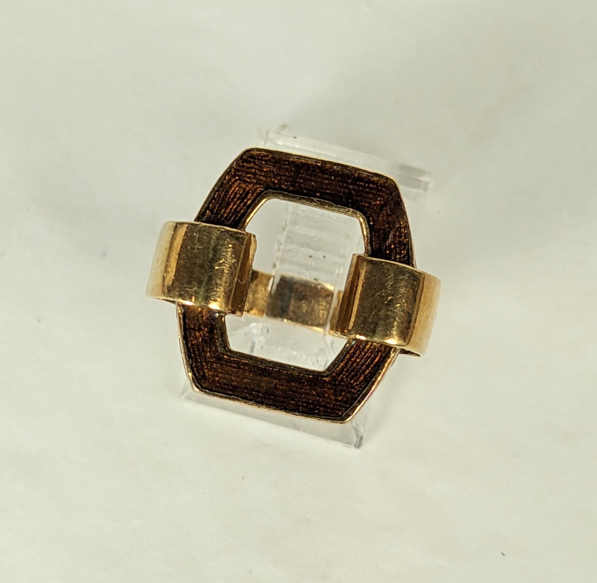 1970's Enamel and Gold Buckle Ring  For Sale 1
