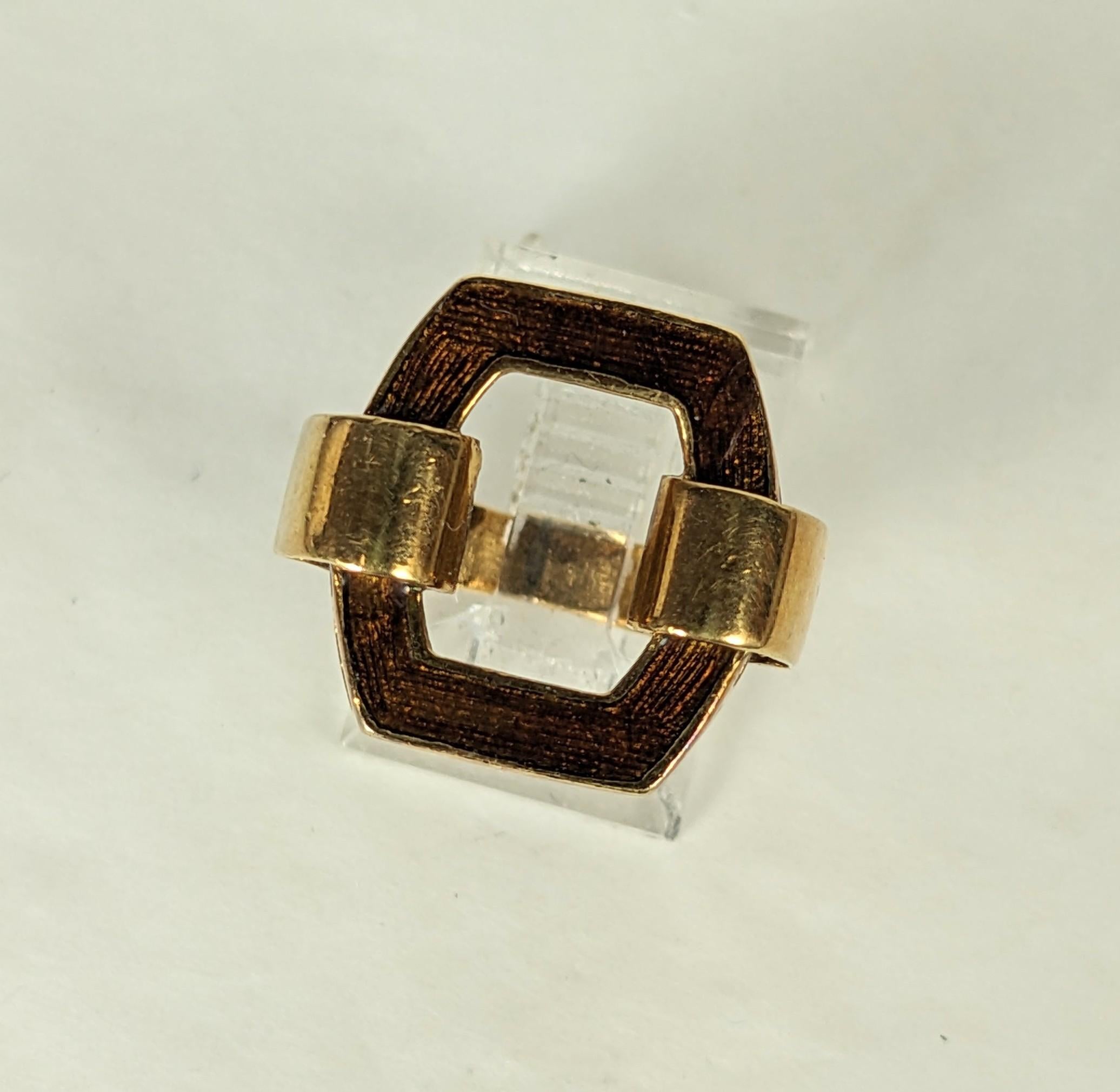 1970's Enamel and Gold Buckle Ring For Sale 1
