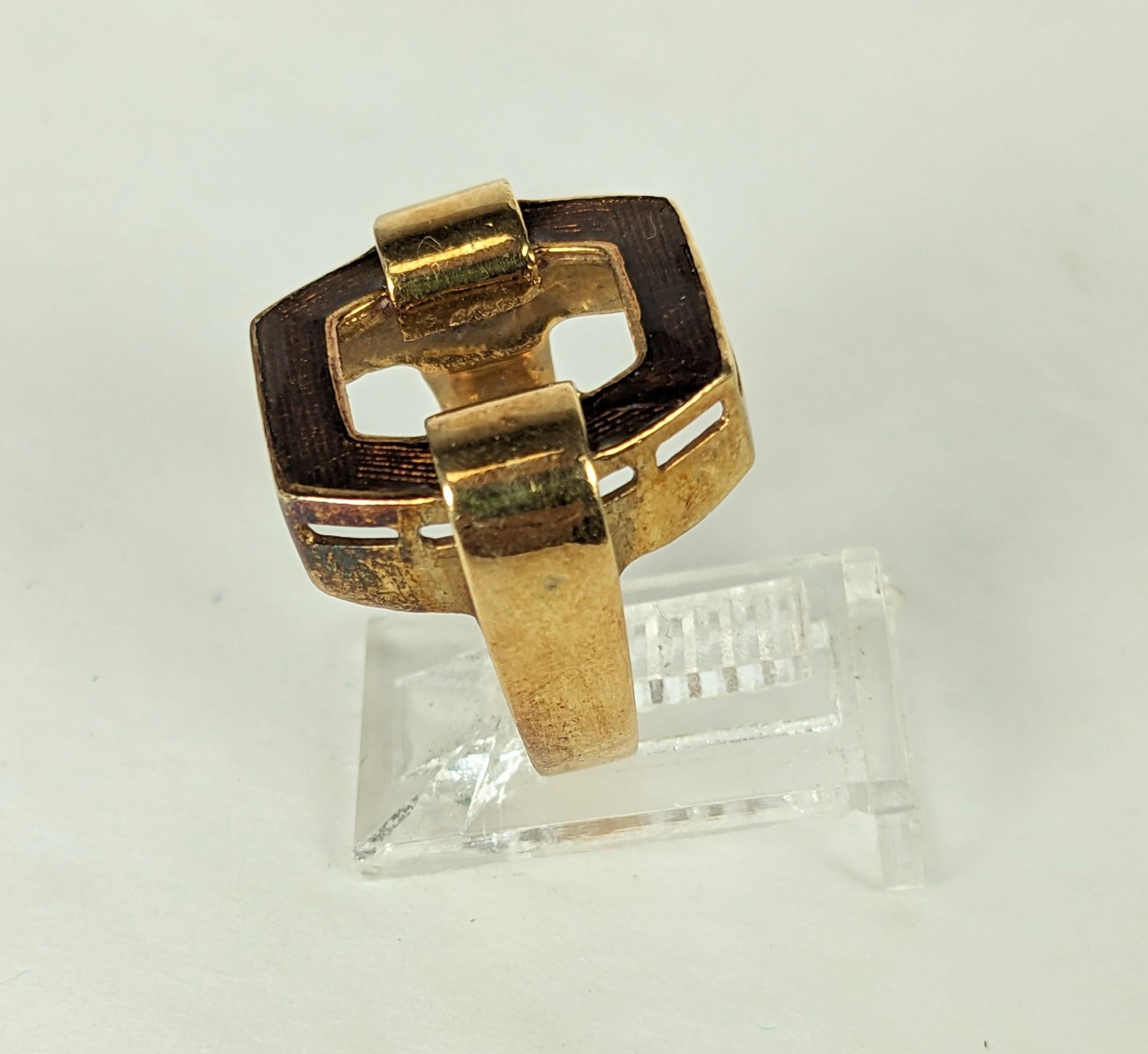 1970's Enamel and Gold Buckle Ring  For Sale 2