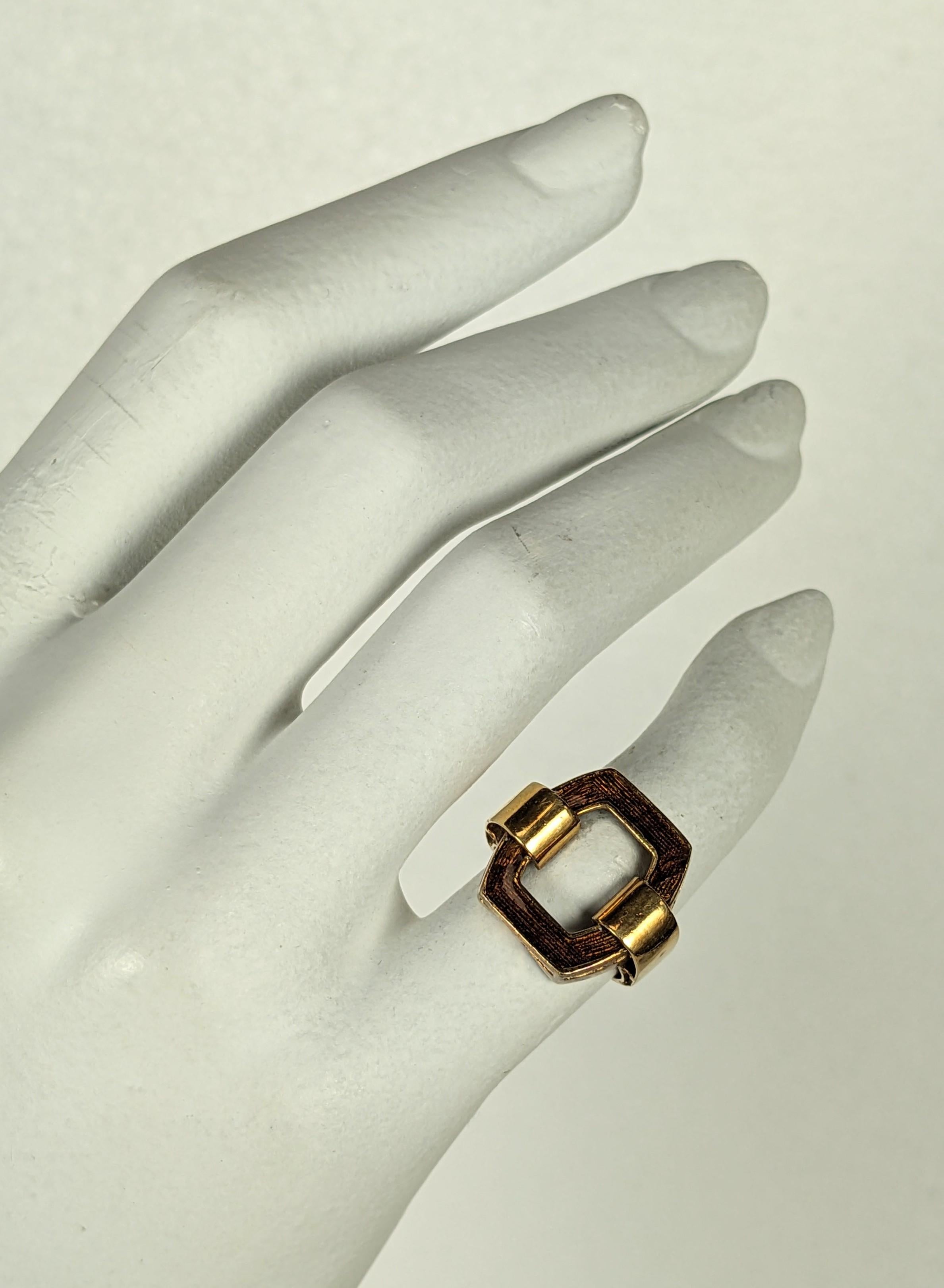 1970's Enamel and Gold Buckle Ring For Sale 4