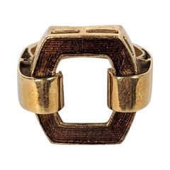Bague à boucle en émail et or des années 1970
