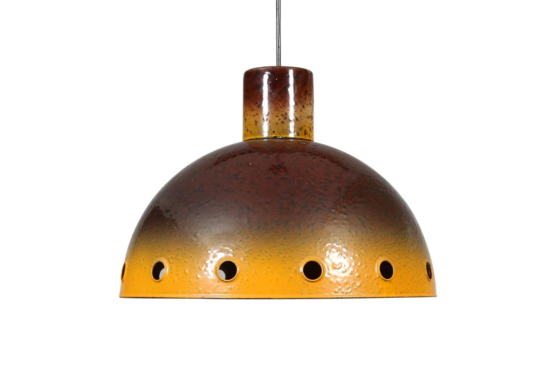 1970s Enamel Pendant Lamp In Excellent Condition For Sale In Berkeley, CA
