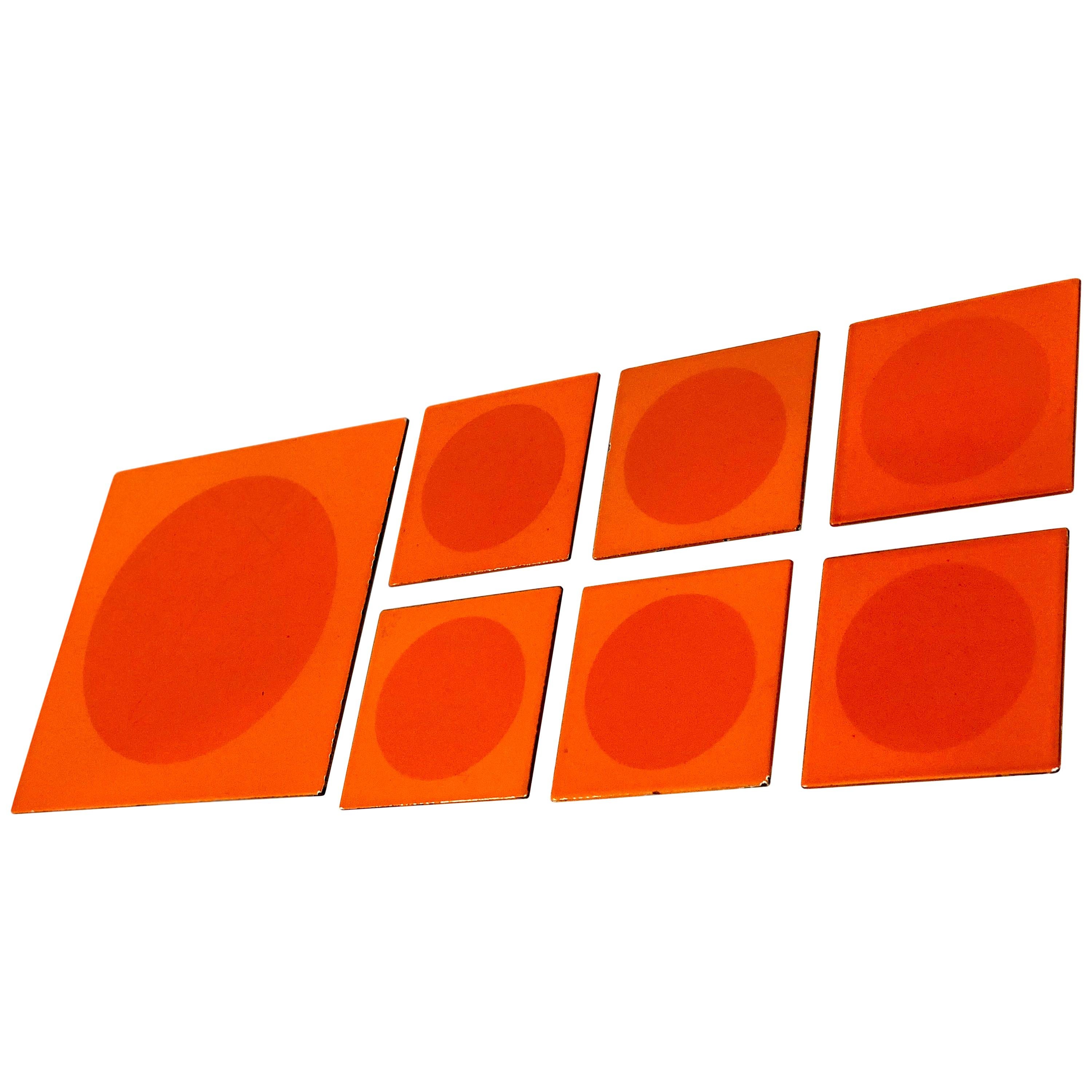 1970s Enamel Set of Coasters Panton Space Age