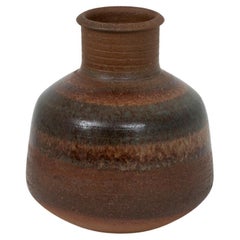 1970s Enameled Glazed Brown Ceramic Vase by Nanni Valentini for Ceramica Arcore