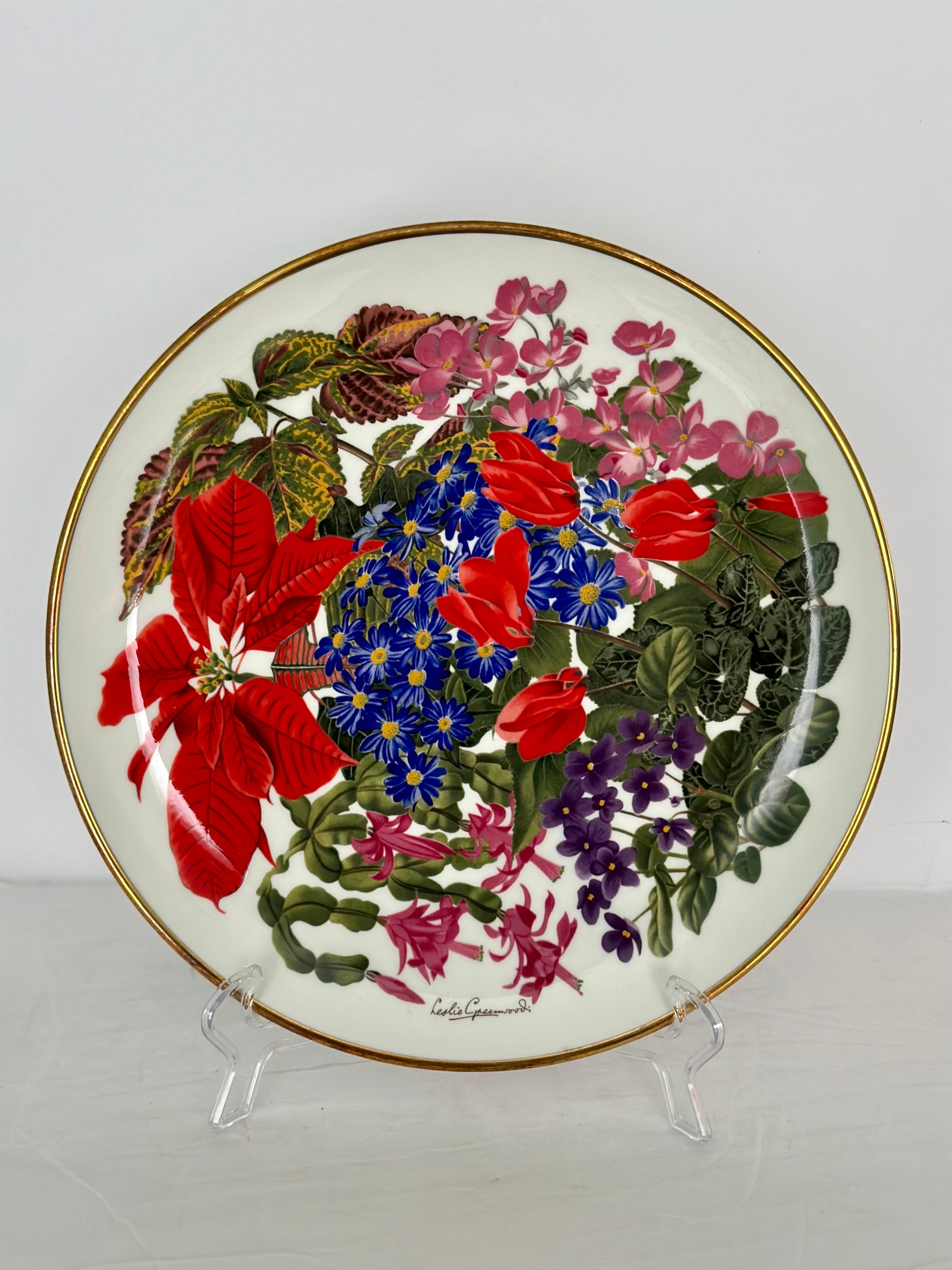 Hollywood Regency 1970s England Wedgewood Porcelain Flower Plates – Set of 6  For Sale