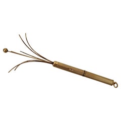 1970s English 9ct Gold Telescopic Cocktail Swizzle Stick