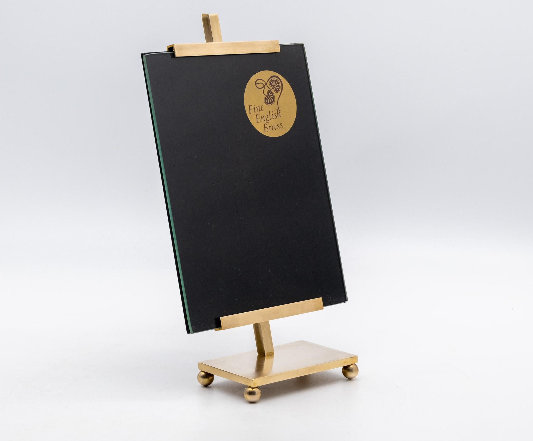 Mid-Century Modern 1970s English Brass Photo Frame on Angled Stand For Sale