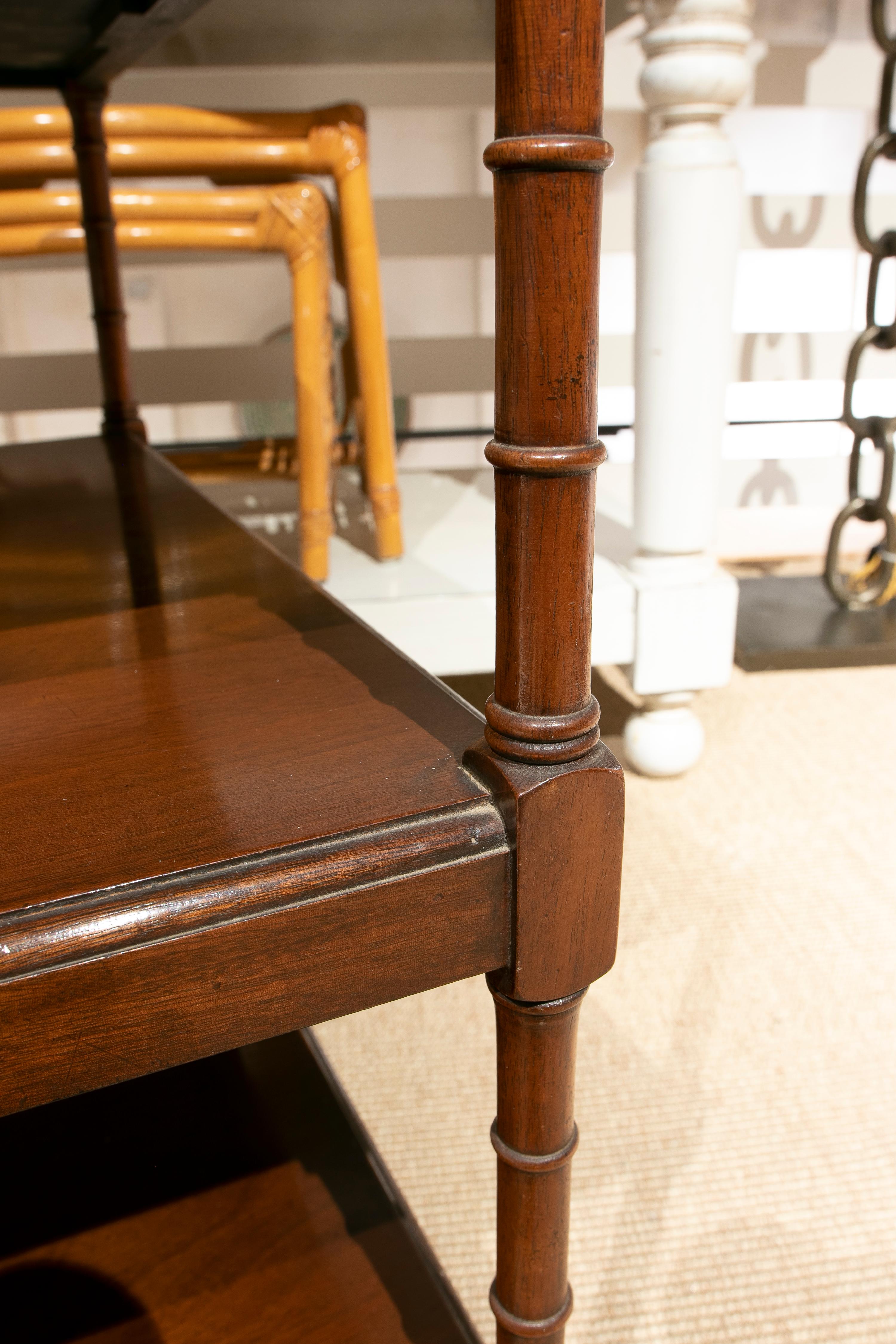 1970s English Classical 3-Shelf Mahogany Side Table 5