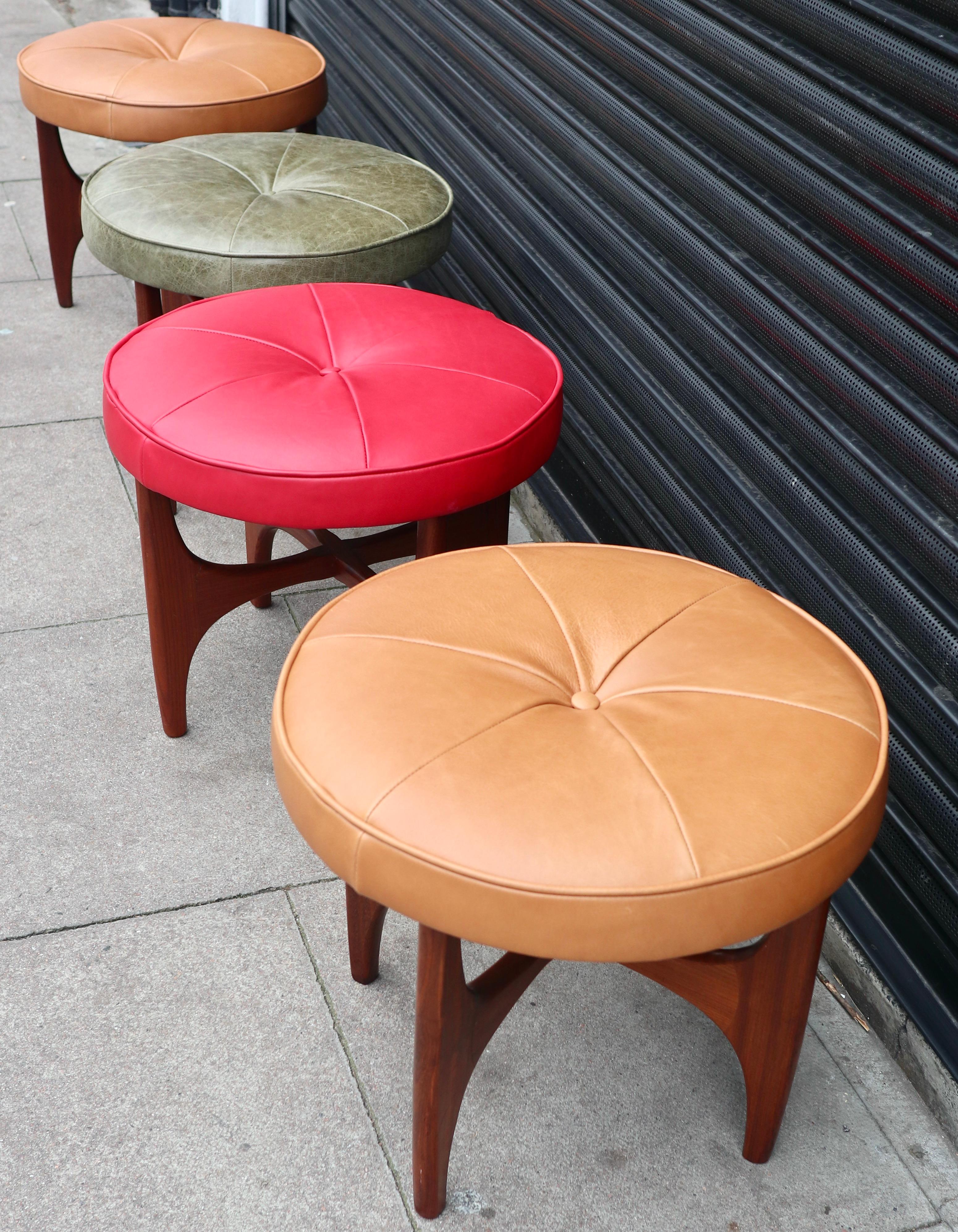 1970s English G-plan Teak based leather/cloth footstool designed by Kofod larsen For Sale 9