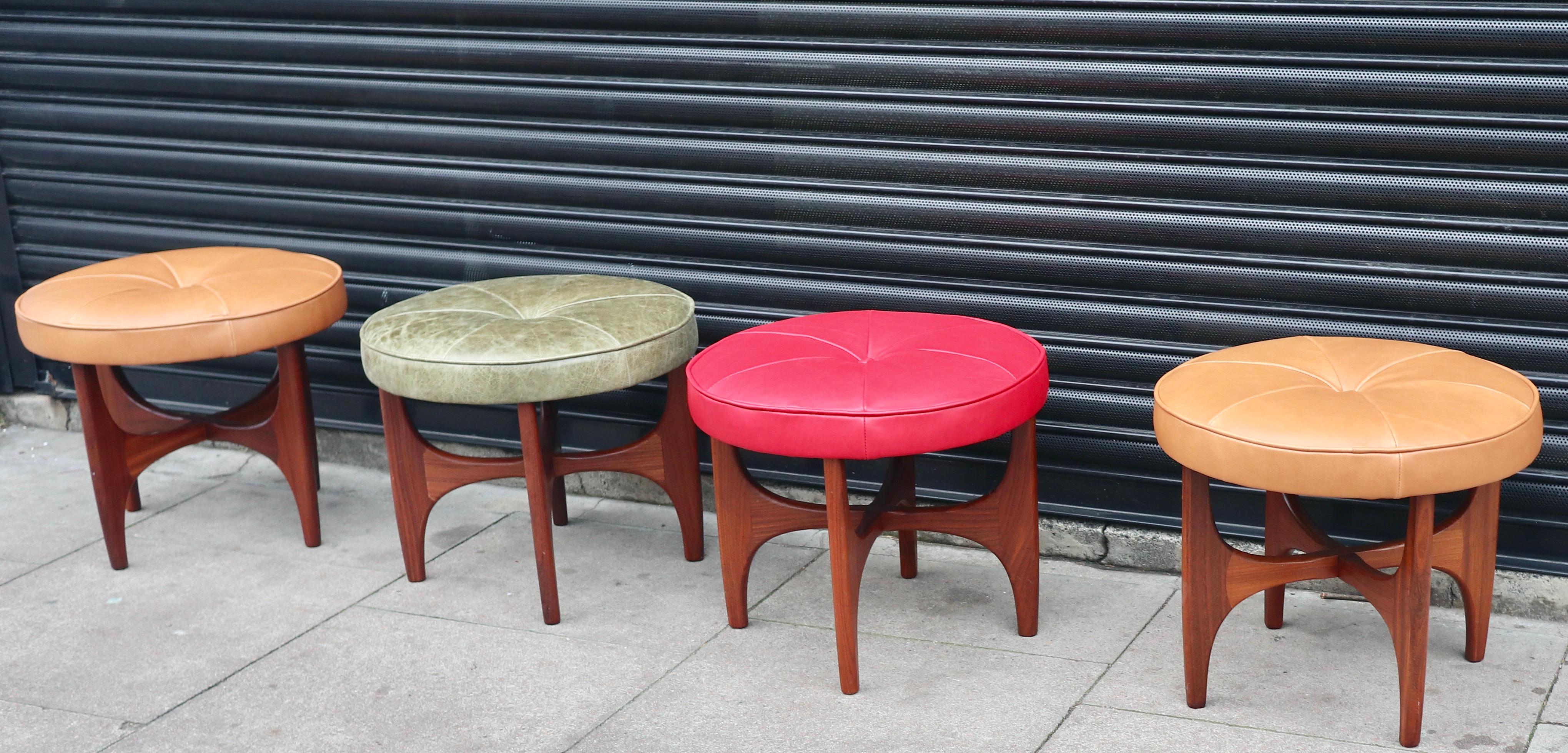 1970s English G-plan Teak based leather/cloth footstool designed by Kofod larsen For Sale 12