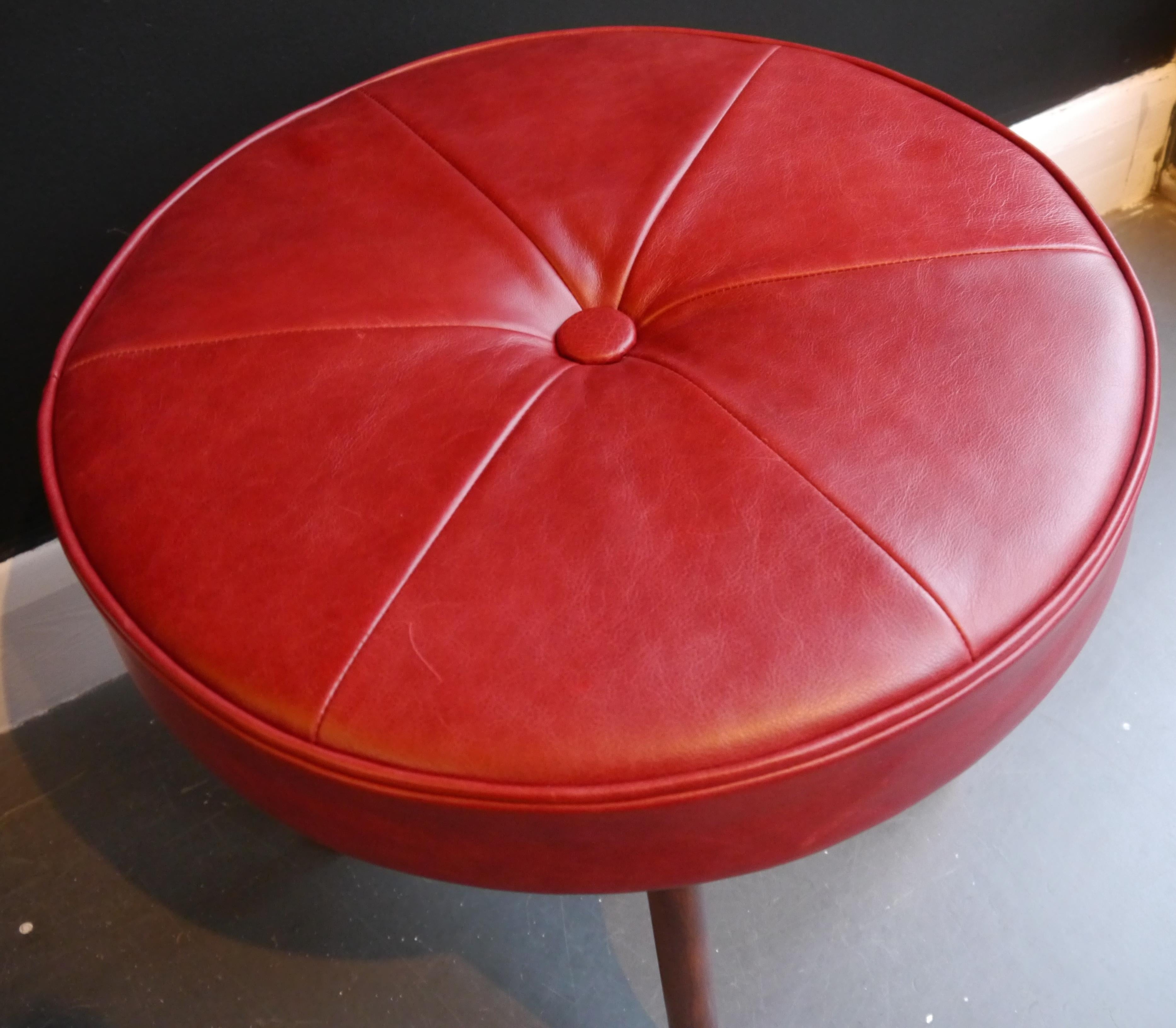 1970s English G-plan Teak based leather/cloth footstool designed by Kofod larsen For Sale 5
