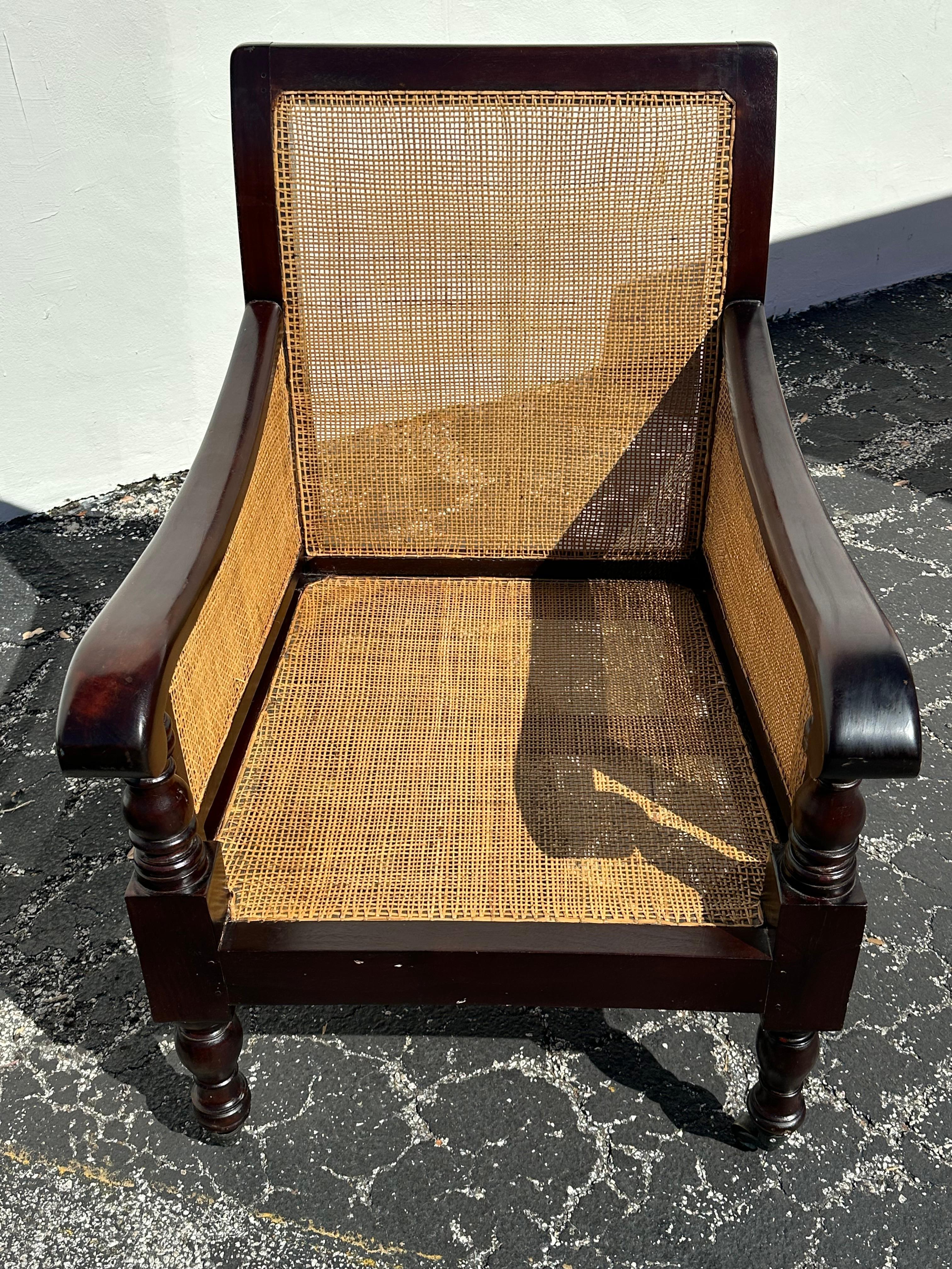 1970 Bibliothèque anglaise Bergère Recency Caned Mahogany Armchairs en vente 5