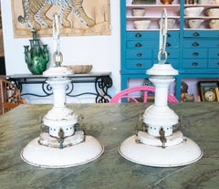 1970s English Pair of Iron Boat Lanterns