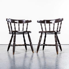1970's English Penny Dining Arm Chairs - Pair