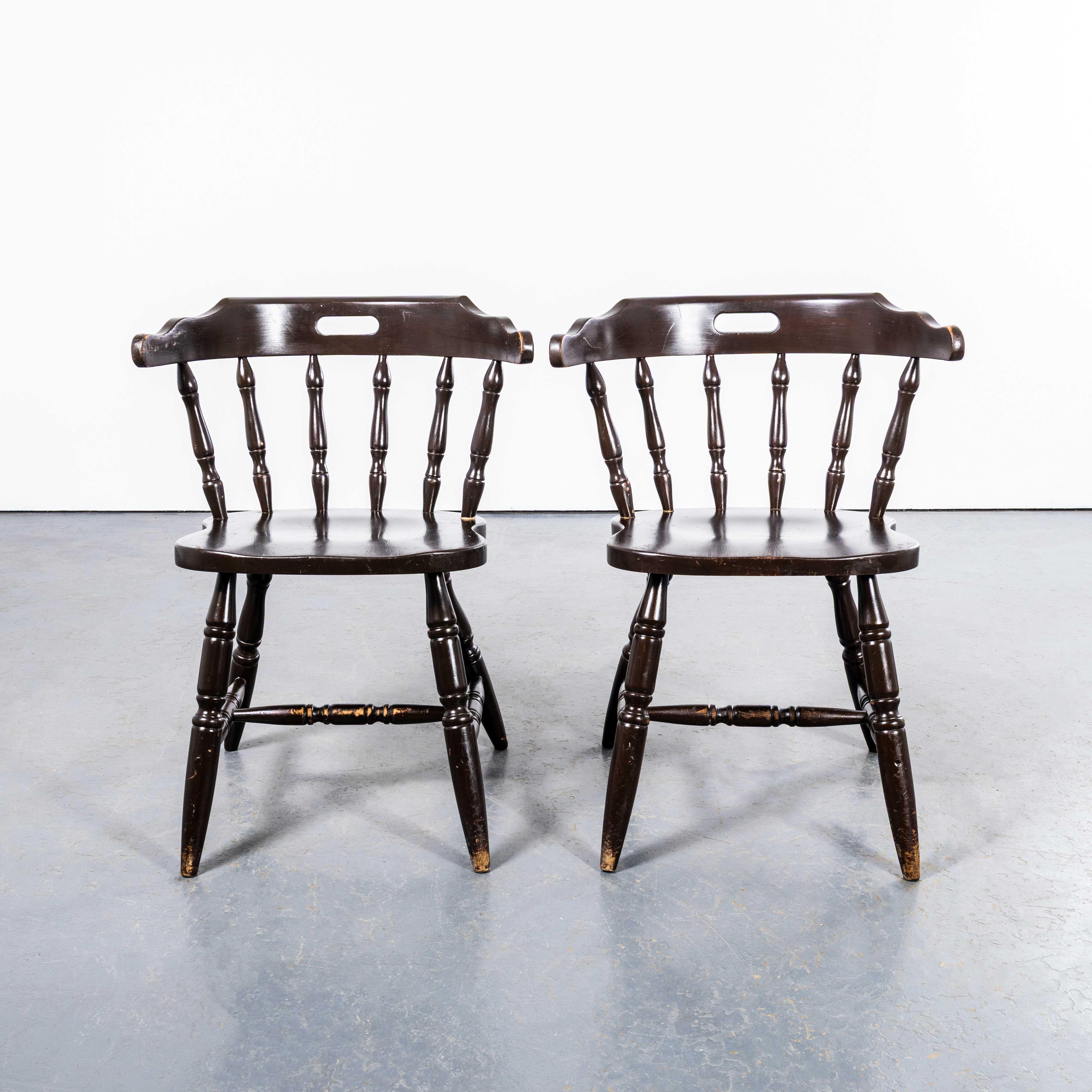 1970's English Penny Dining Arm Chairs - Pair For Sale 2