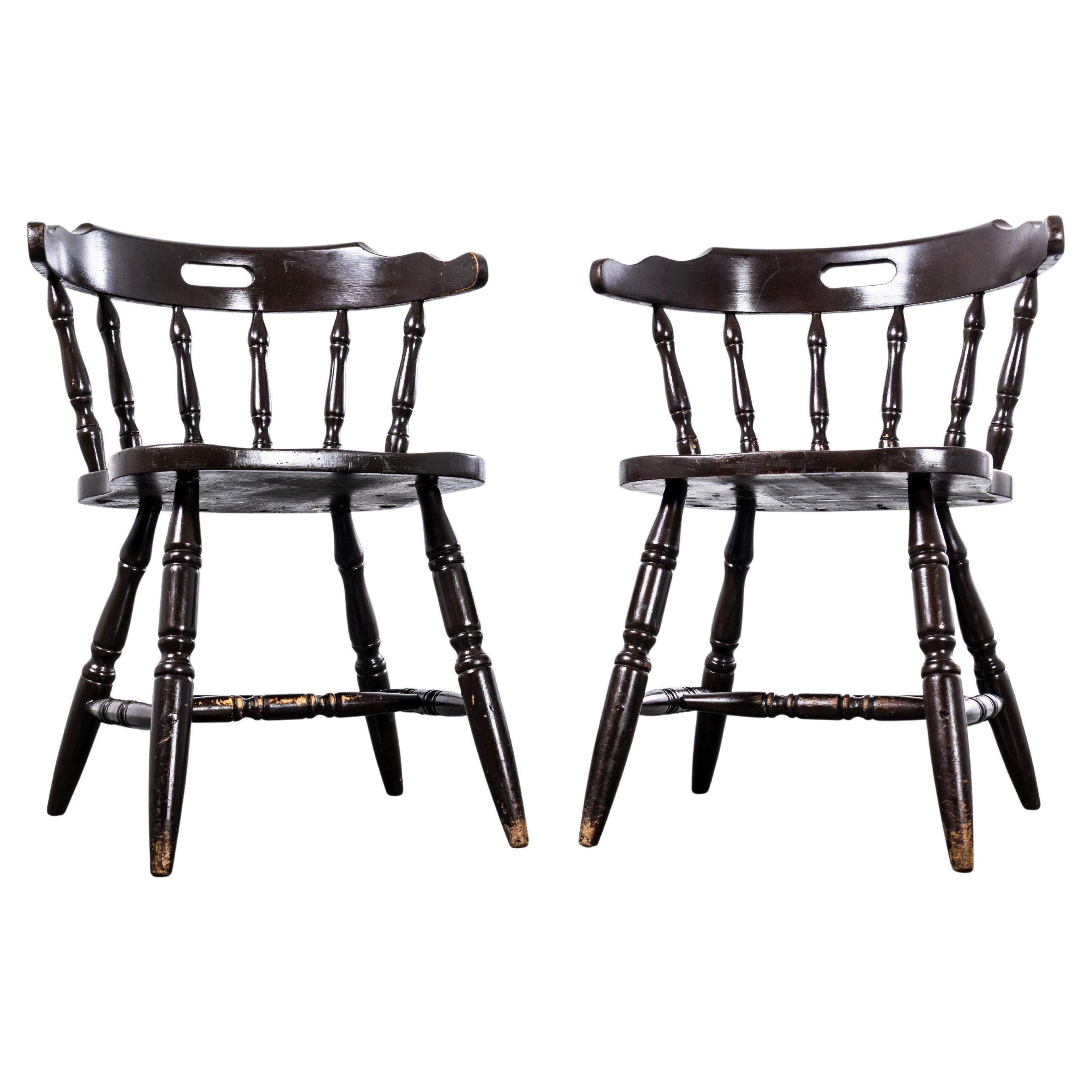 1970's English Penny Dining Arm Chairs - Pair