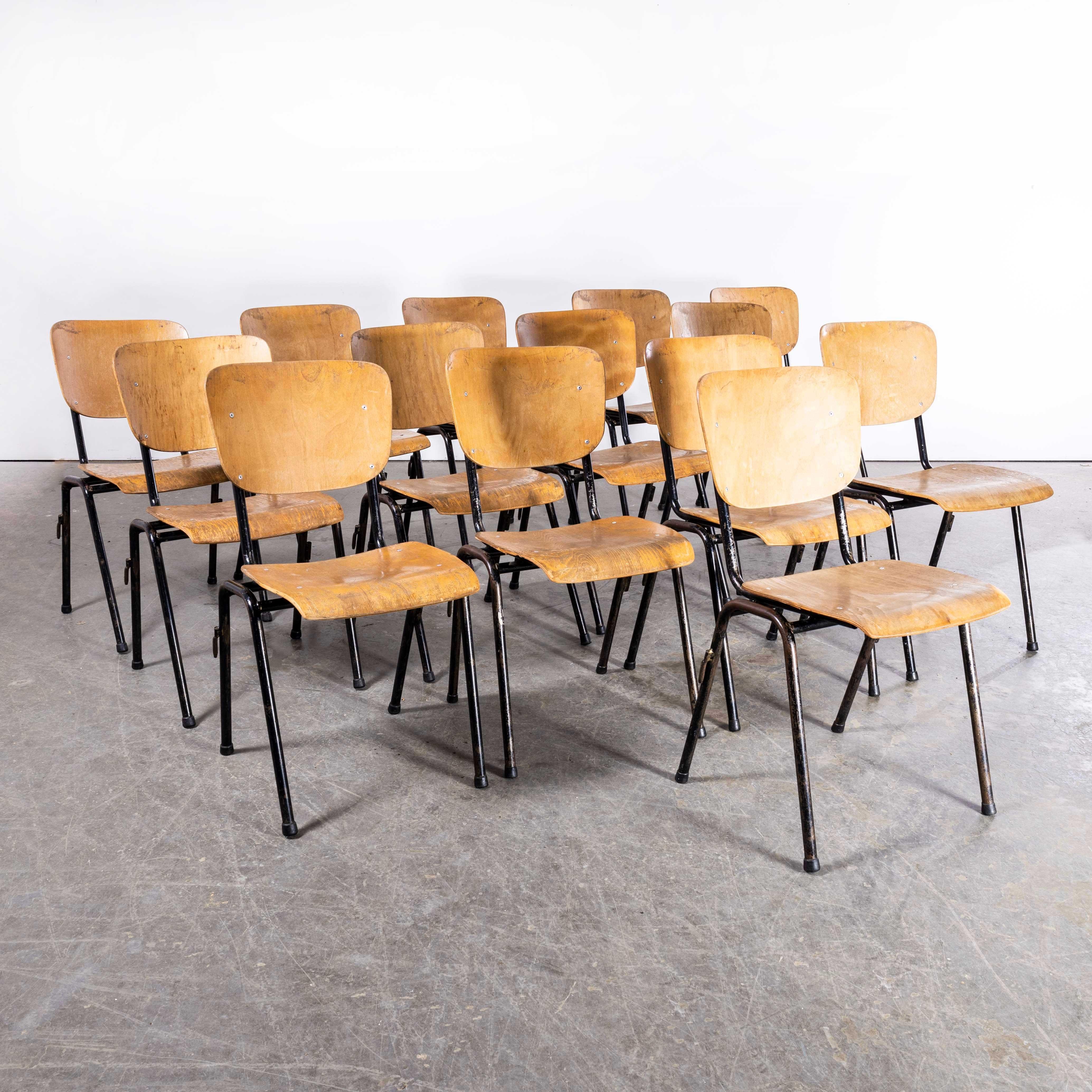 1970's English Stacking School Dining Chairs - Set Of Fourteen For Sale 6