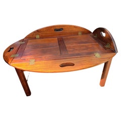 1970s English Traditional Hinged Solid Mahogany Butler's Tray Table