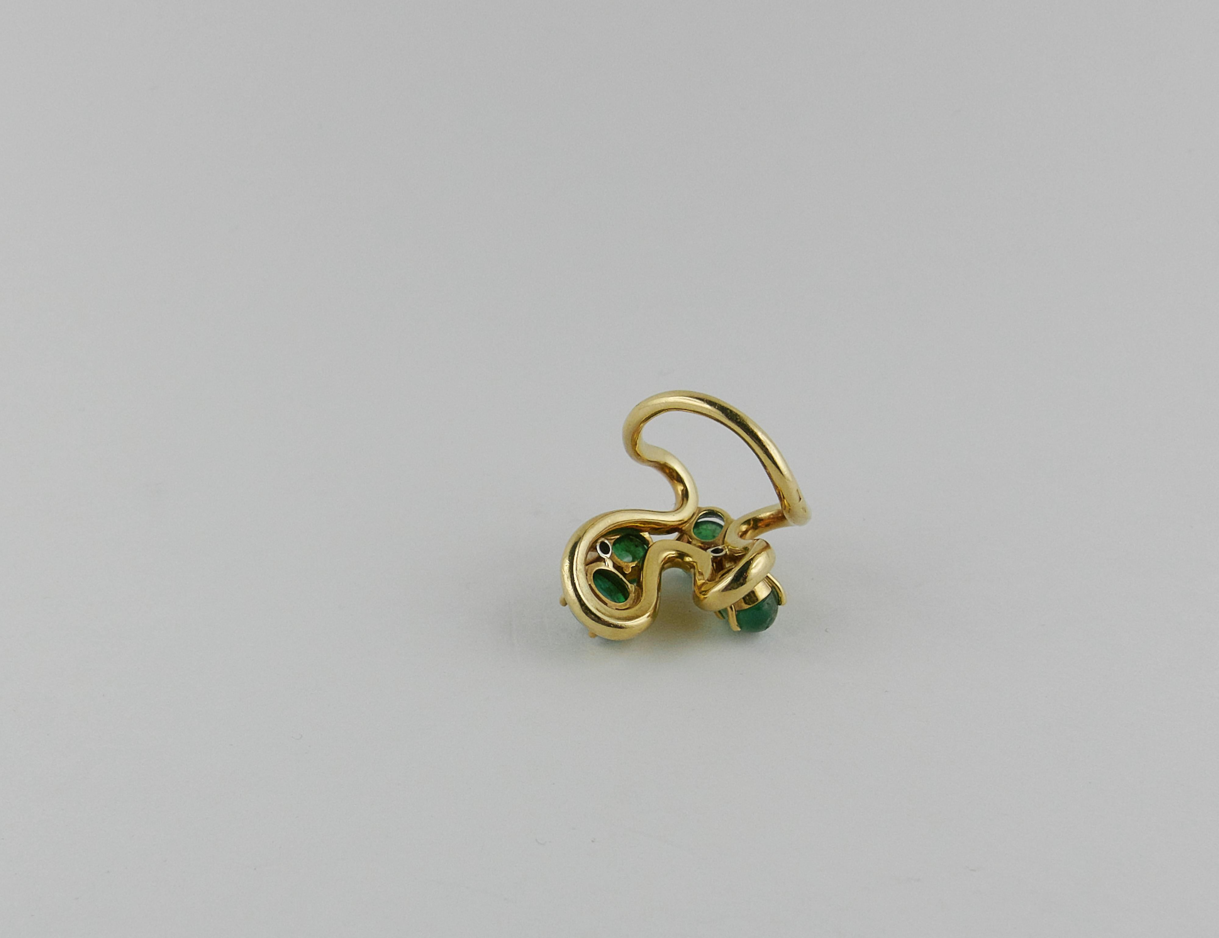 Women's 1970s Enrico Cirio Yellow Gold, Emerald and Diamond Ring For Sale