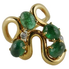 1970s Enrico Cirio Yellow Gold, Emerald and Diamond Ring
