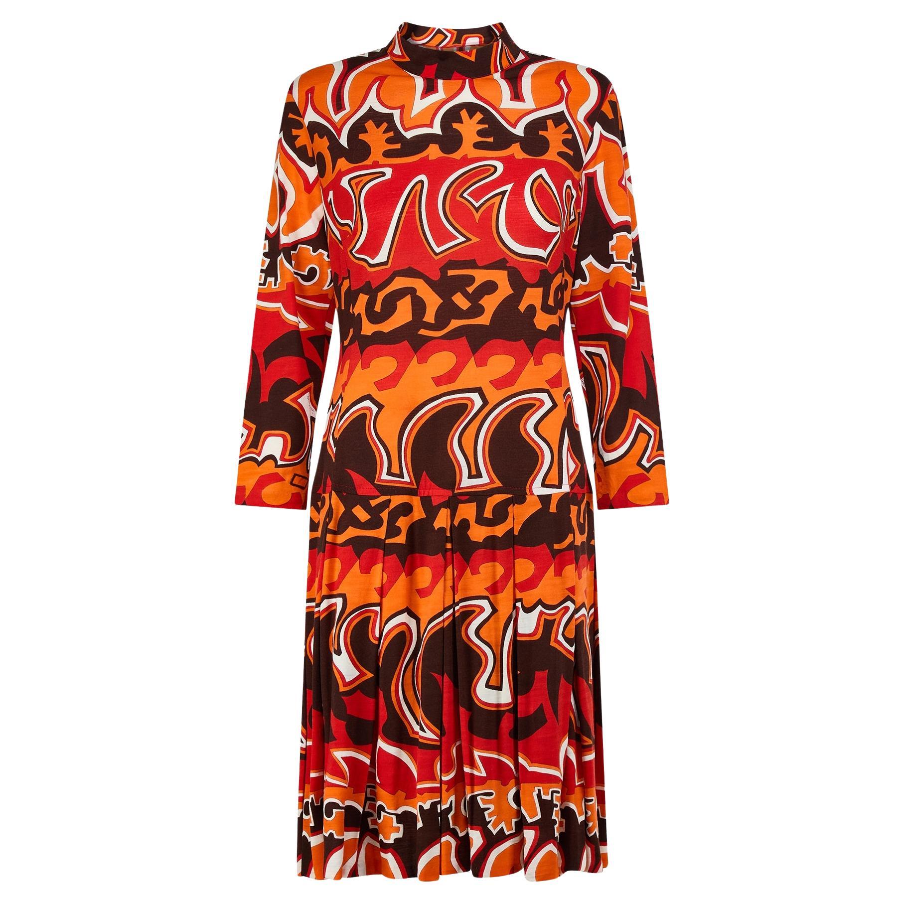 1970er Jahre Enzo Vincelli Pucci-Stil Print Kleid