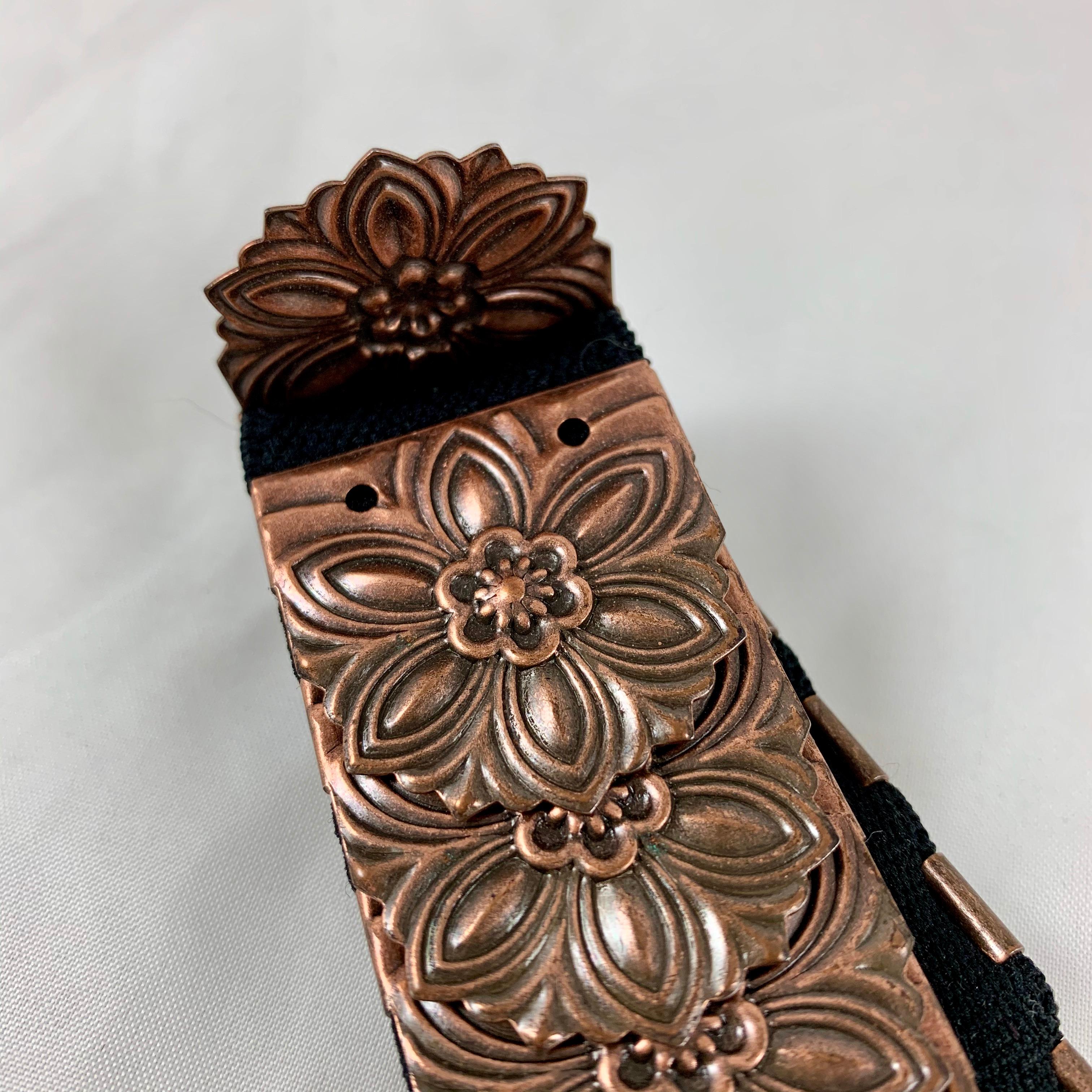 1970s Era Copper-Tone Snake Scale Metal and Crystal Jeweled Buckle Handmade Belt For Sale 10