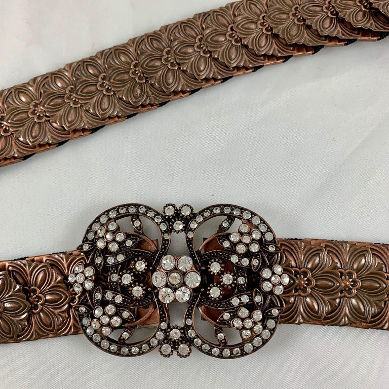 1970s Era Copper-Tone Snake Scale Metal and Crystal Jeweled  display picture 2