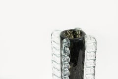 1970's Ercole Barovier Black White Murano Glass Vase Barovier & Toso Italy