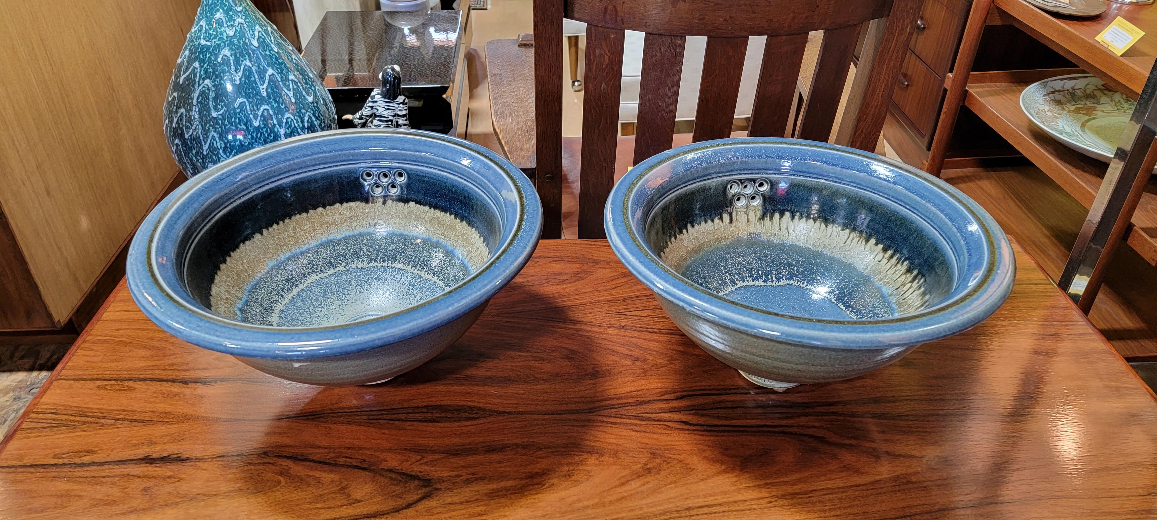 1970's Eric Norstad Drippy Glaze Pottery Sinks A Pair 3