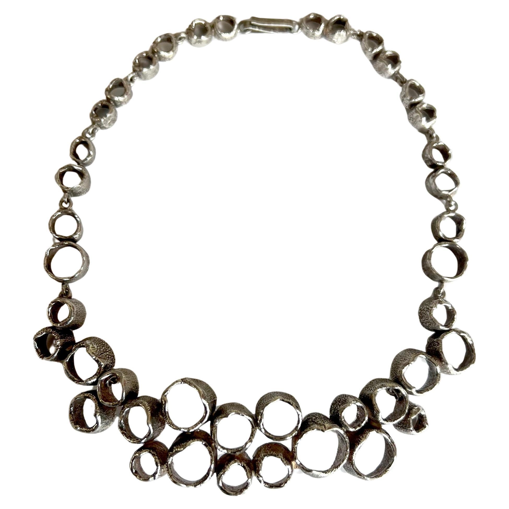 1970s Eric Scott Robbert Swedish Modernist Sterling Silver Necklace For Sale 1