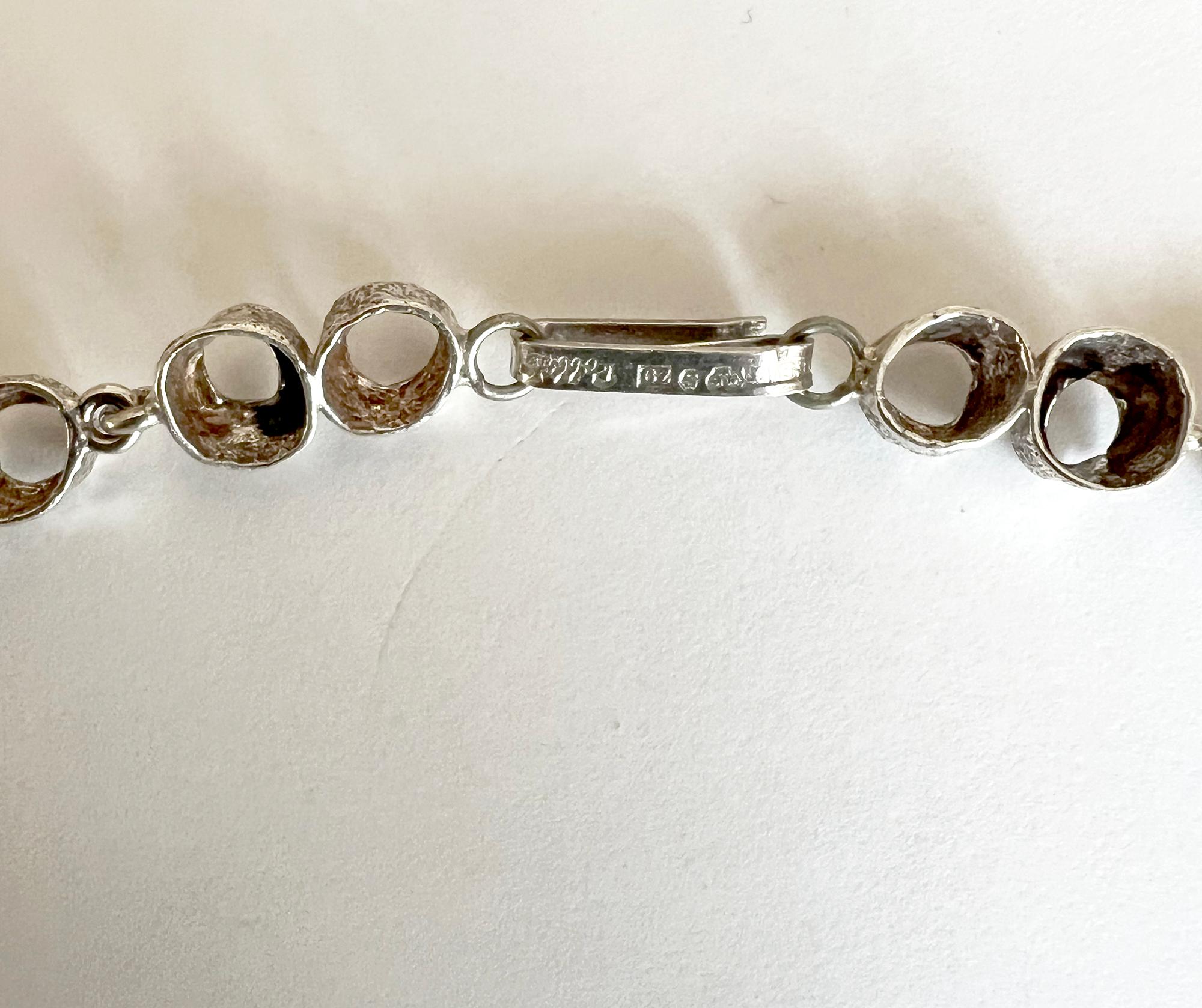 1970s Eric Scott Robbert Swedish Modernist Sterling Silver Necklace For Sale 2