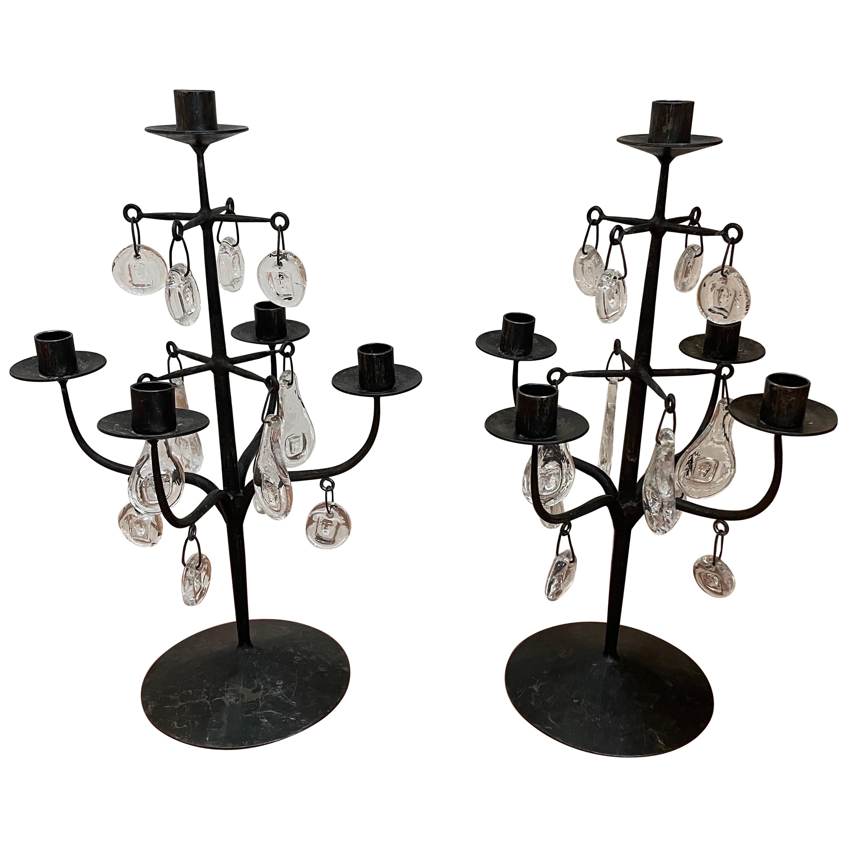 1970s Erik Hoglund Kosta Boda candelabras