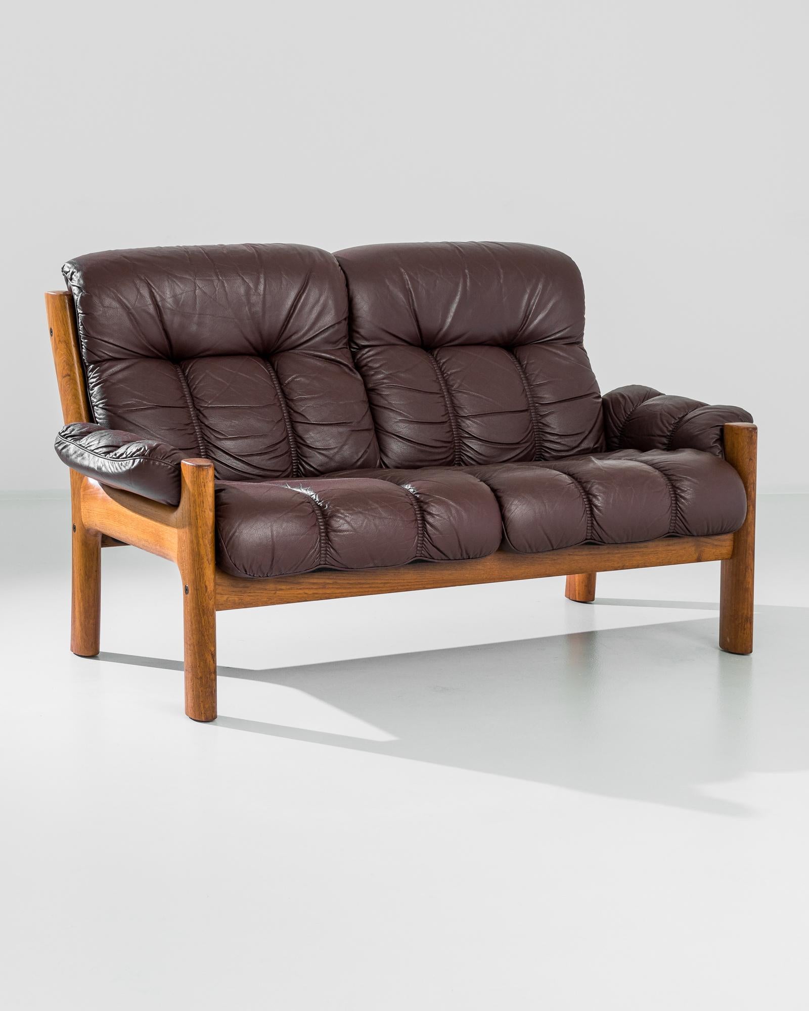 Norwegian 1970s Erkones Teak and Oxblood Leather Sofa