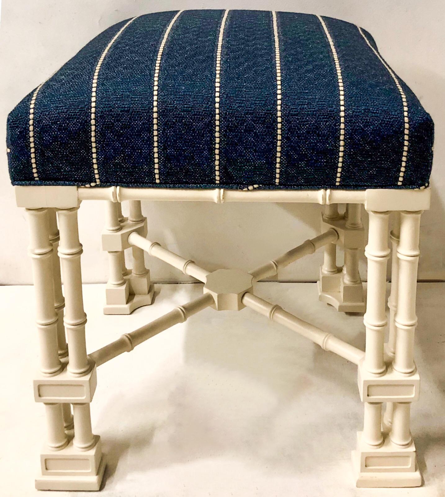 1970s Erwin Lambeth Chinese Chippendale Style Ottomans, a Pair In Good Condition In Kennesaw, GA