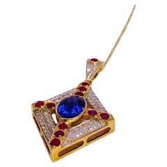 1970
s Estate 8.50 Carat Tanzanite, Ruby and Diamond Pendant