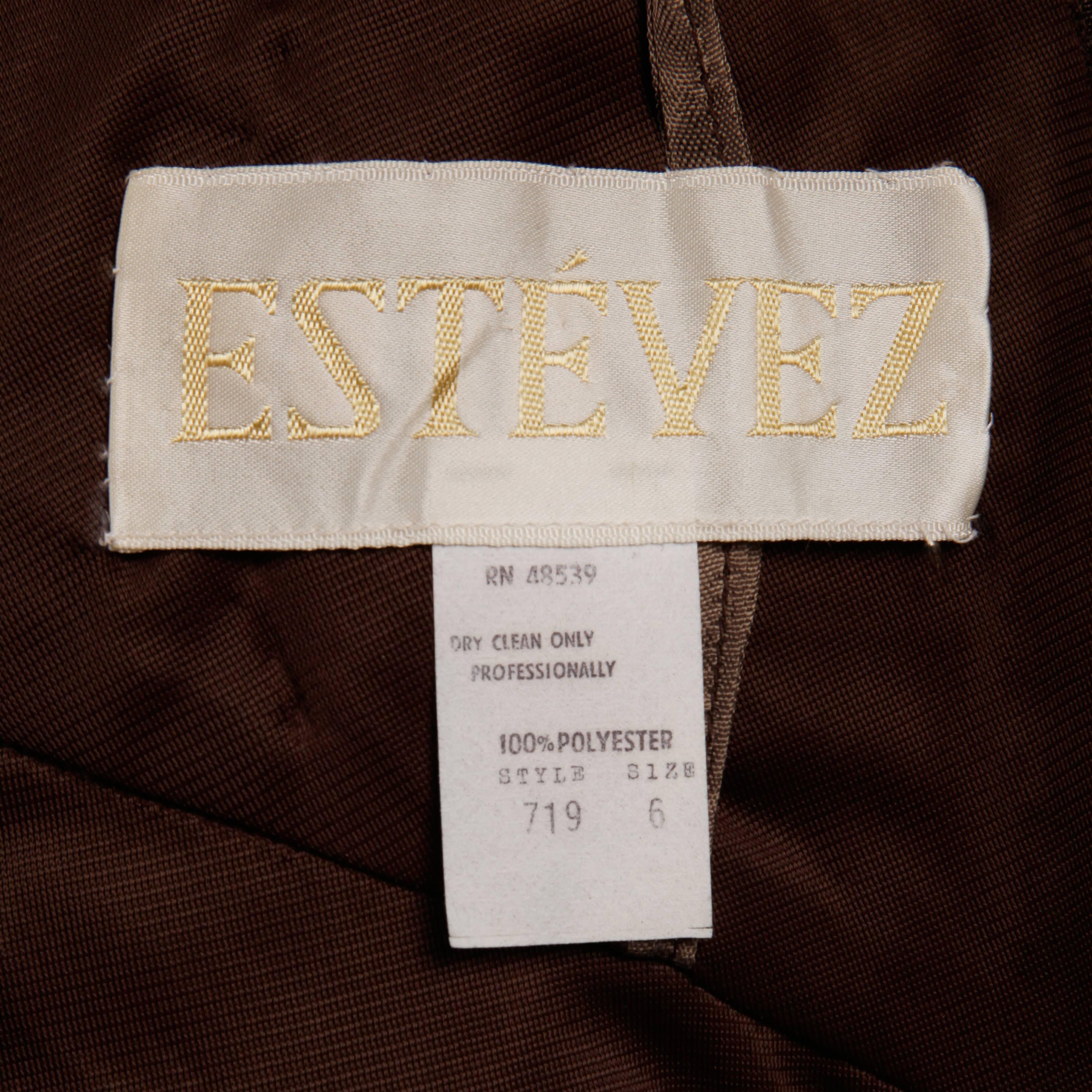 Black 1970s Estevez Vintage Brown Slinky Jersey Knit One Shoulder Maxi Dress / Gown 