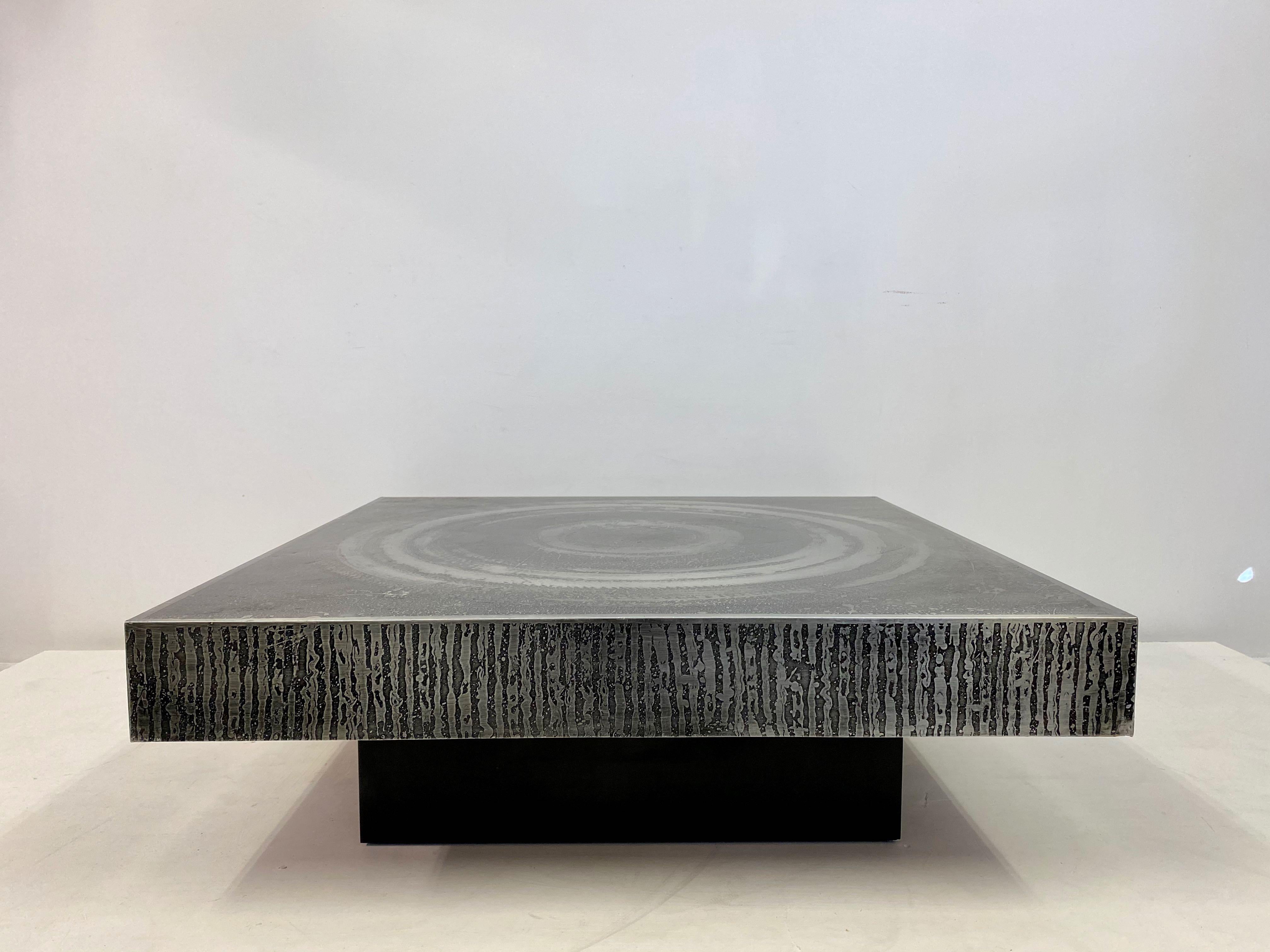 Mid-Century Modern 1970s Etched Aluminium Coffee Table