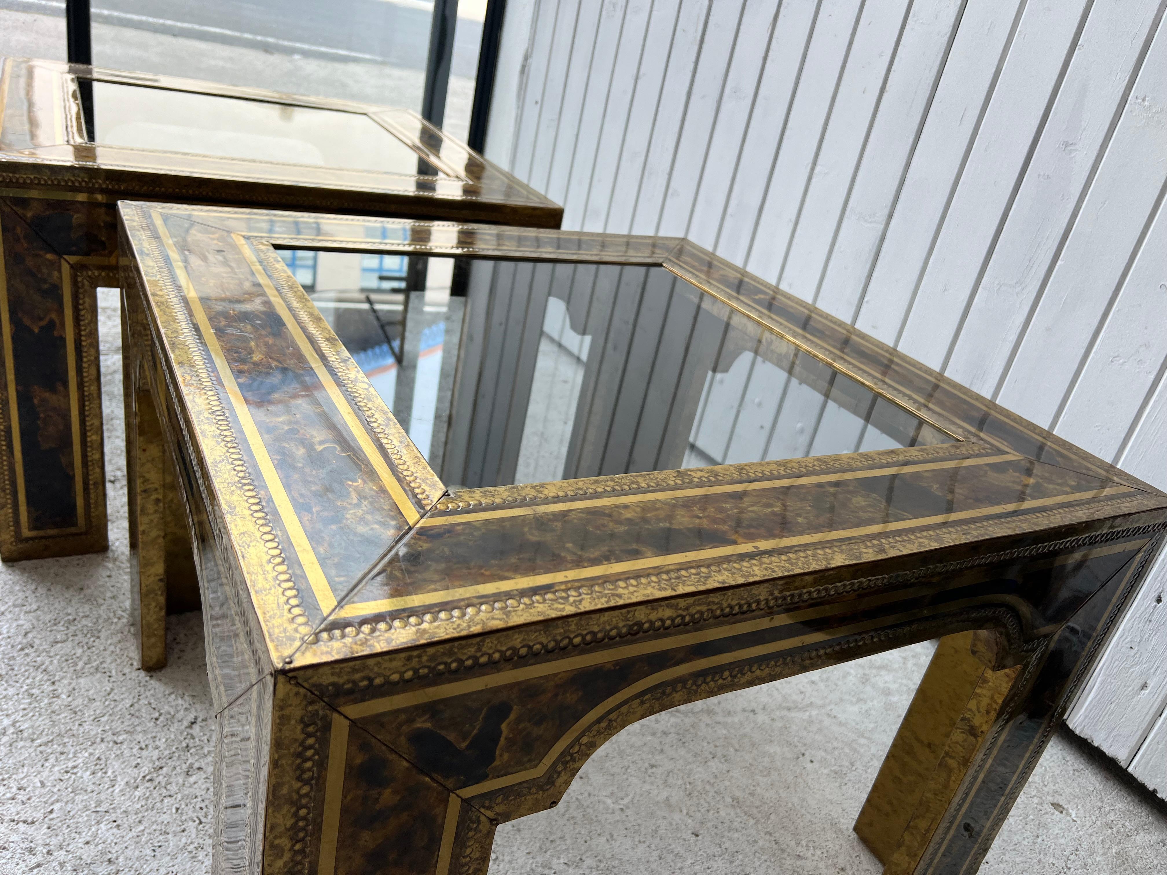 1970’s Etched Brass Coffee Table by Bernhard Rohne For Sale 5