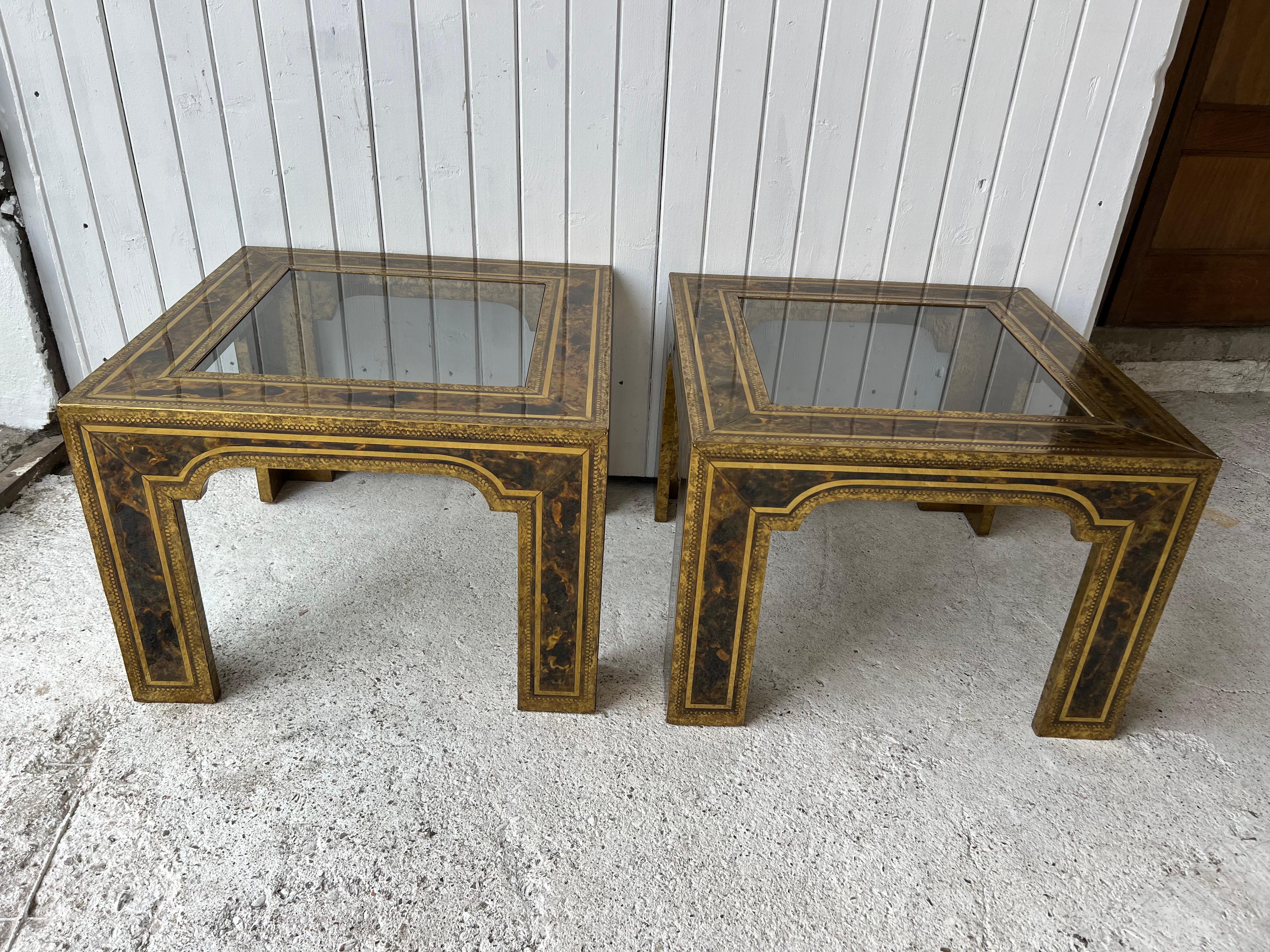 German 1970’s Etched Brass Coffee Table by Bernhard Rohne For Sale