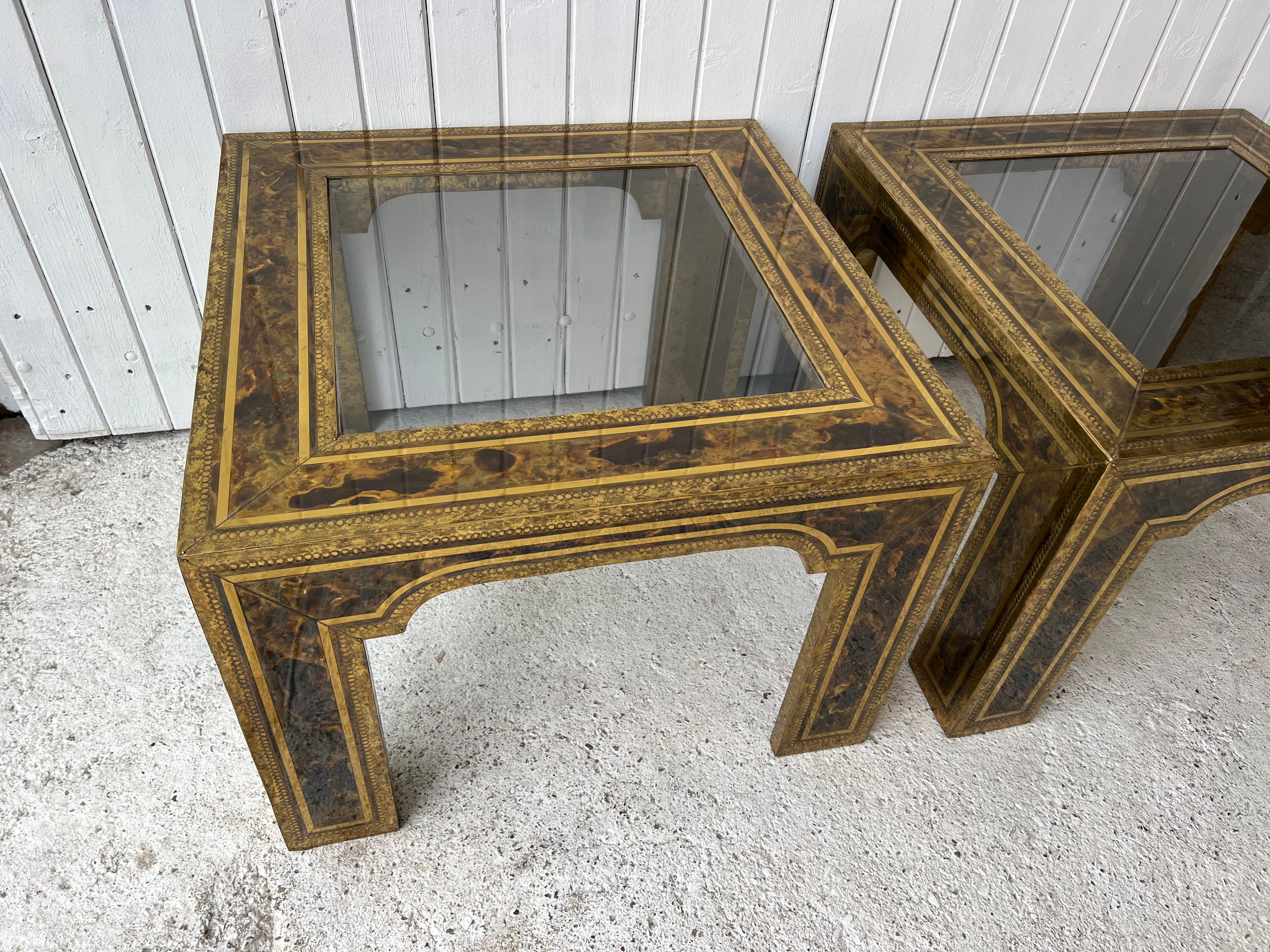 1970’s Etched Brass Coffee Table by Bernhard Rohne In Good Condition For Sale In PÉZENAS, FR