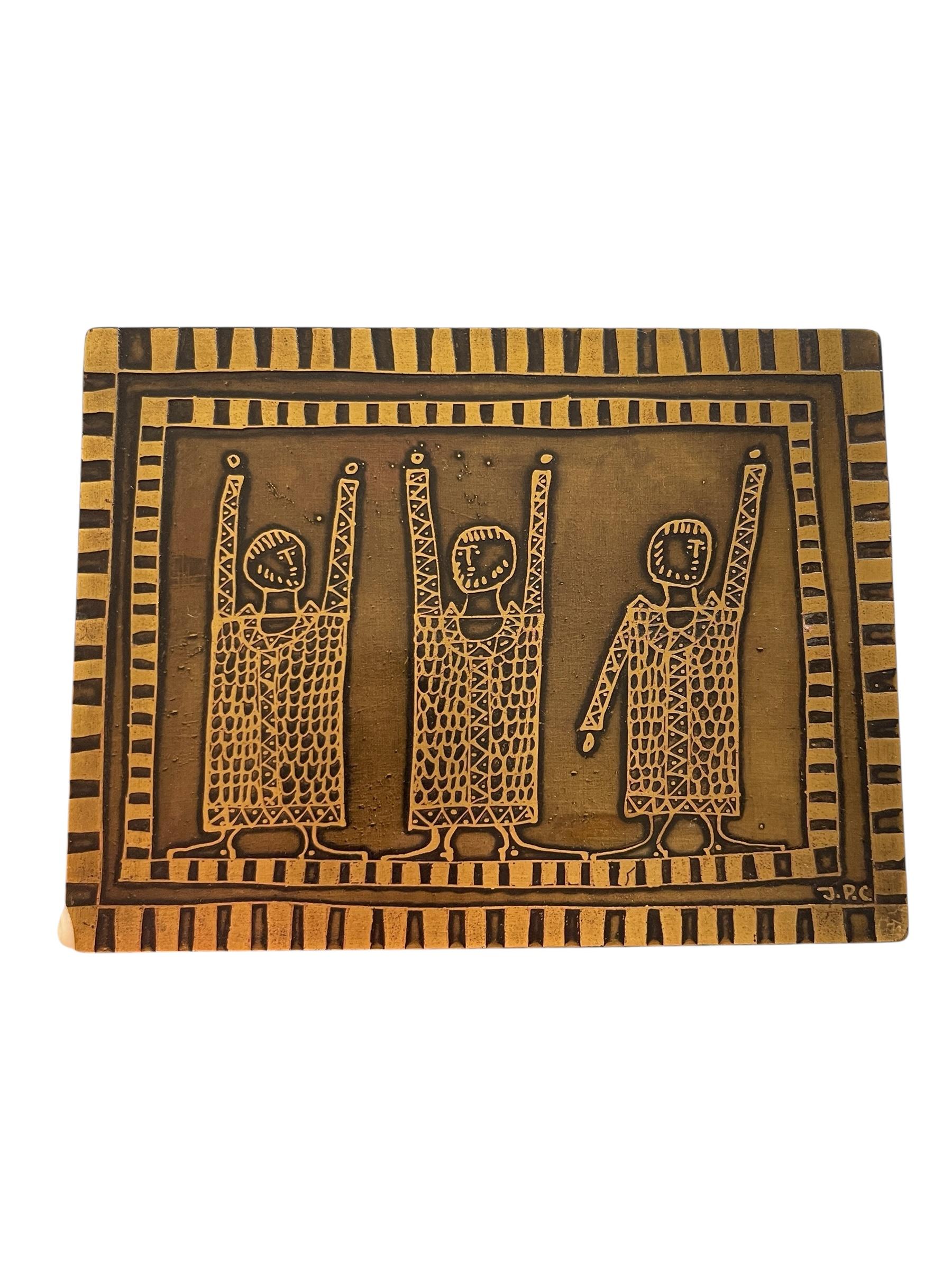 Boîte décorative en laiton gravé des années 1970 par Jean-Pierre Chevalier en vente 4