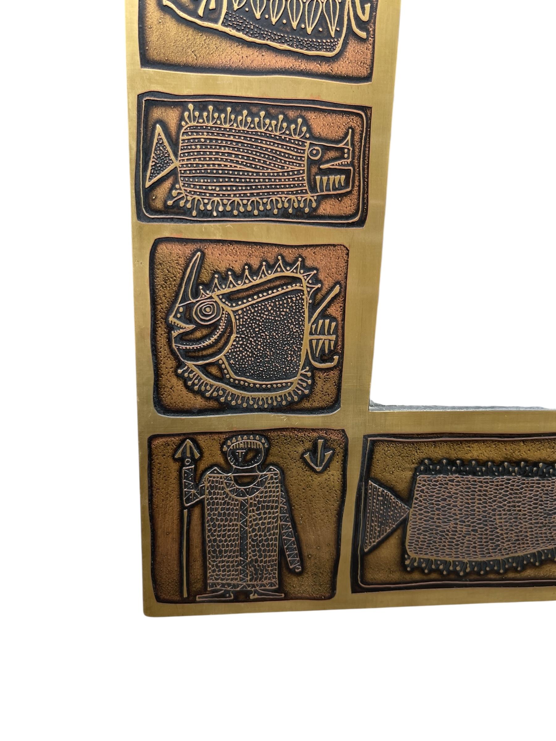 Late 20th Century 1970's Etched brass wall mirror by Jean Pierre Charpentier For Sale