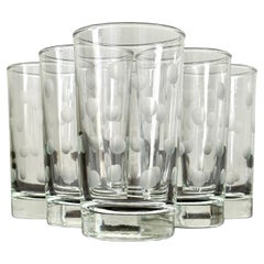 1970s Etched Polka Dot Barware or Juice Glasses, Set of Six