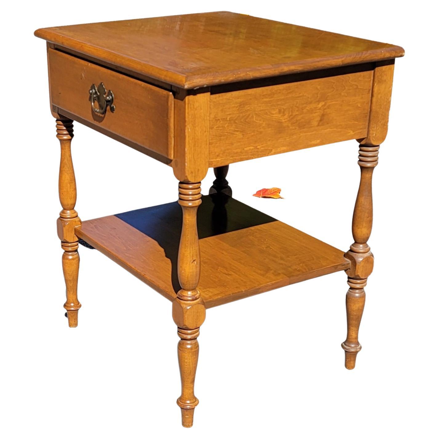1970s Ethan Allen Solid Heirloom Maple One Drawer TwoTier Side Tables