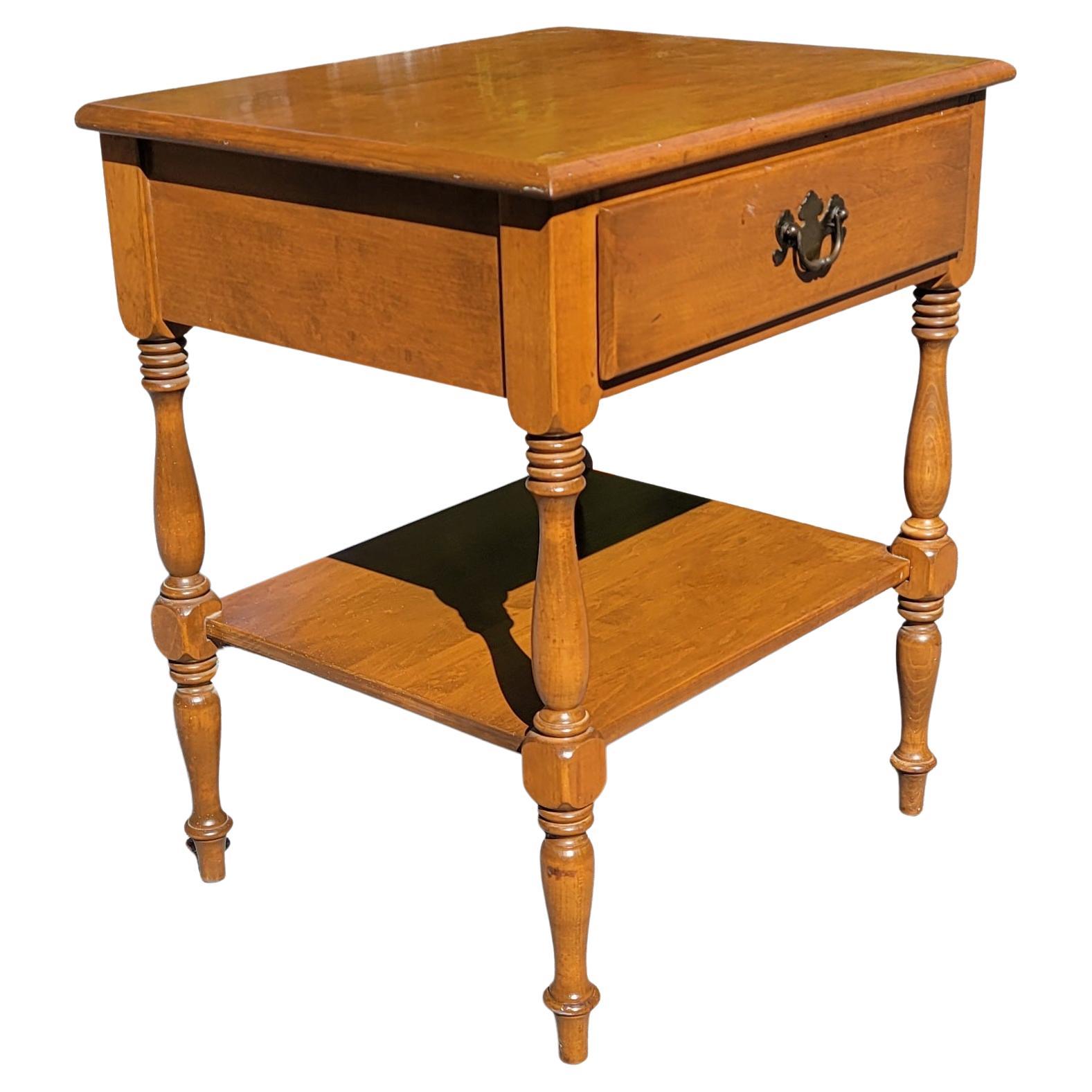 1970s Ethan Allen Solid Heirloom Maple One Drawer Two-Tier Side Tables ...