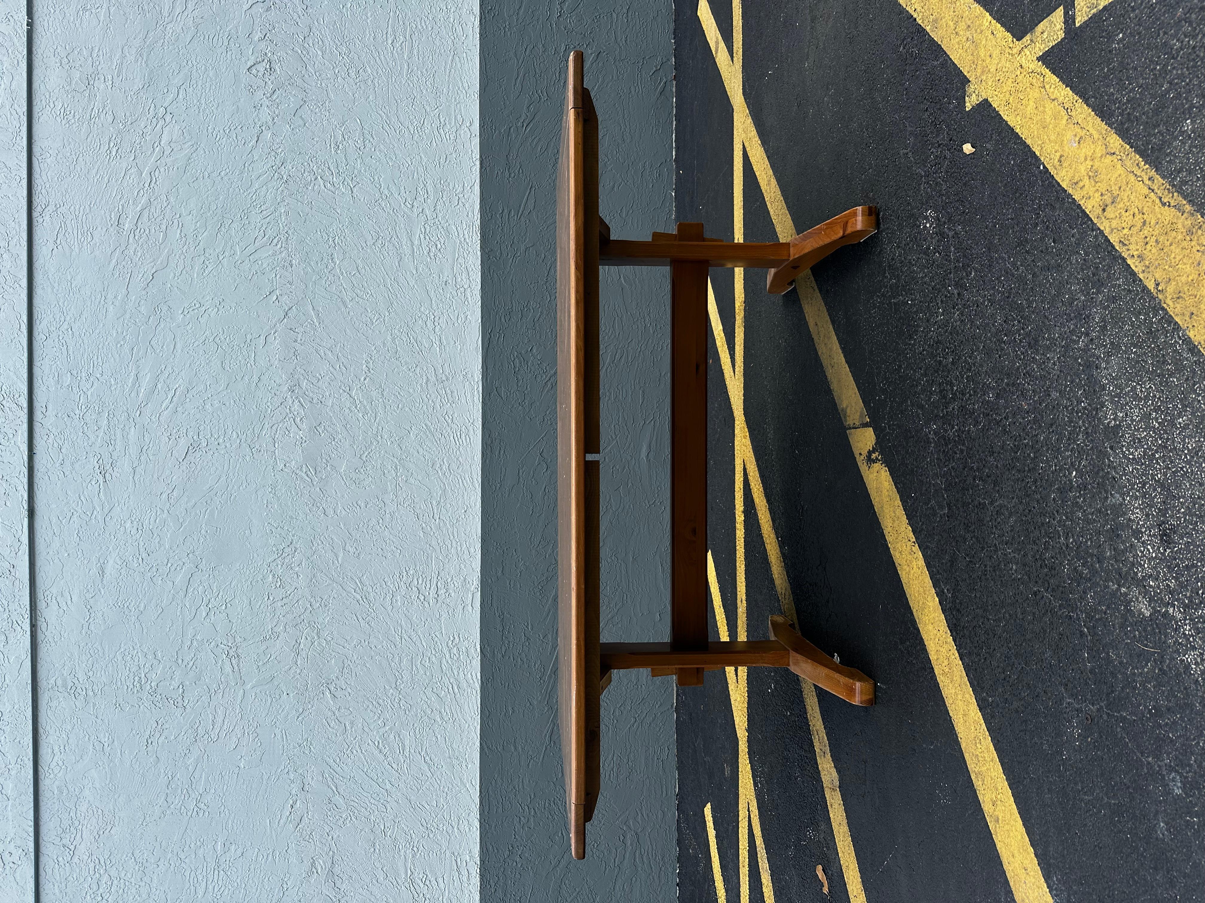 1970s Ethan Allen Trestle Wood Dining Table With Bench, Set of 3 For Sale 8